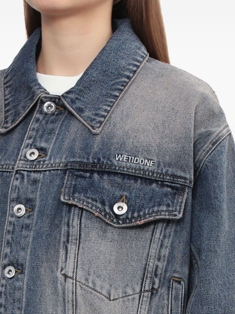 button-fastening denim jacket - 5