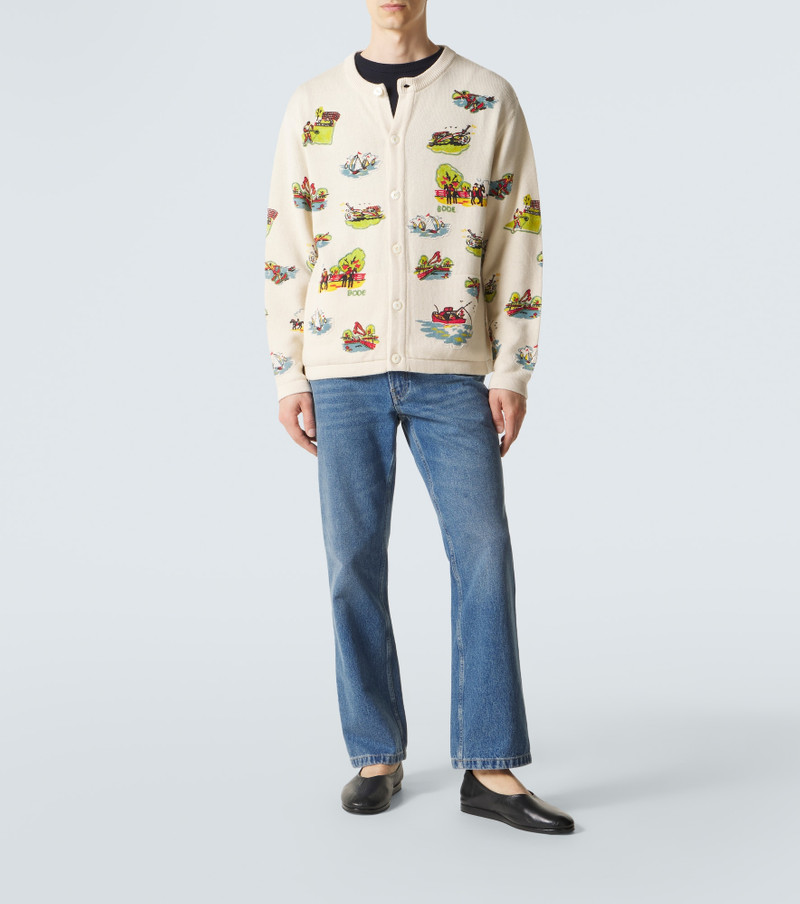 BODE Beaded Camp wool and cotton cardigan outlook