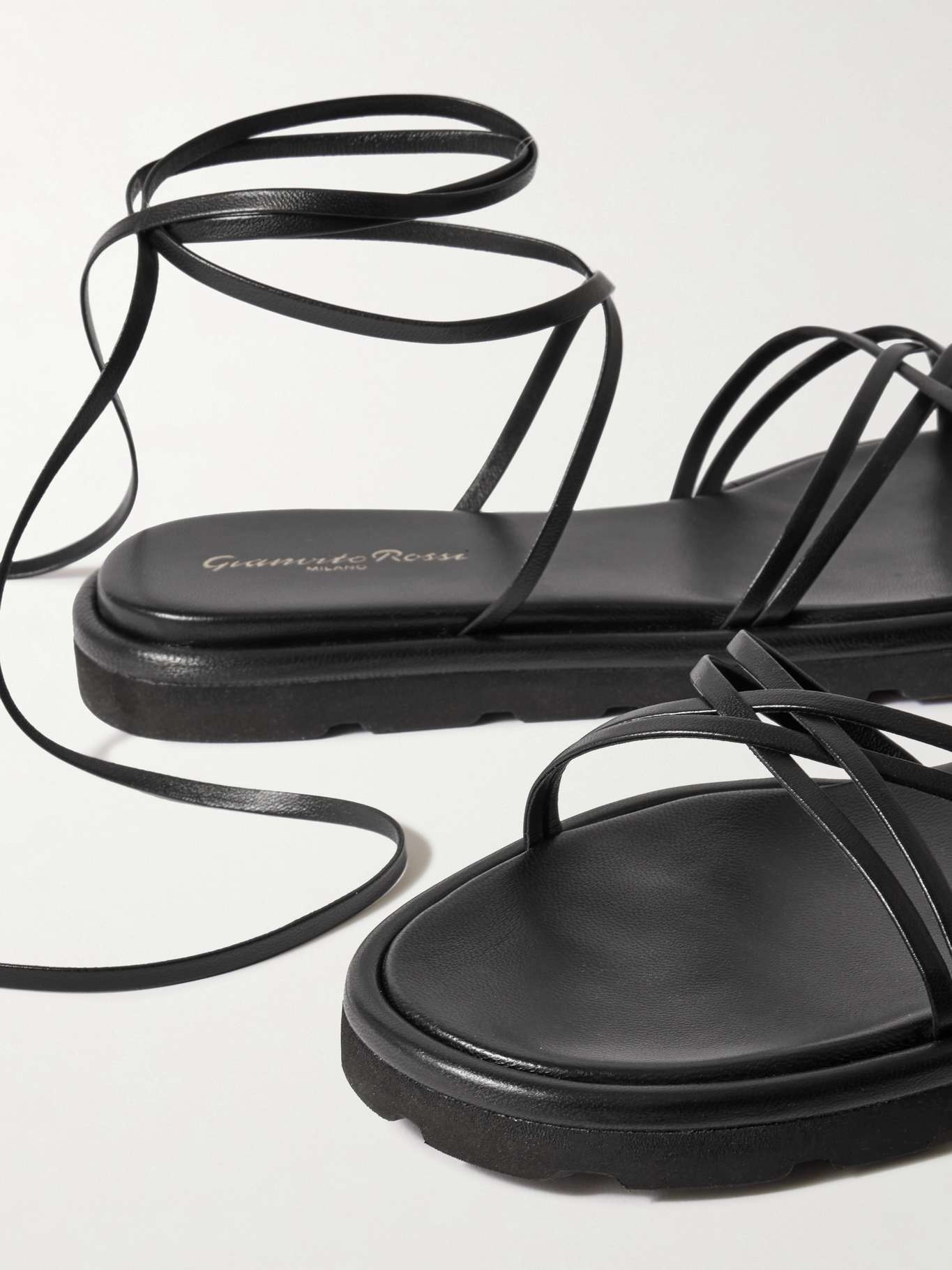 Knotted leather sandals Black - 4