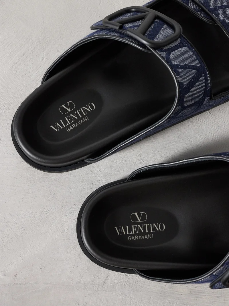 Valentino Sabot Toile Iconographe denim sandals