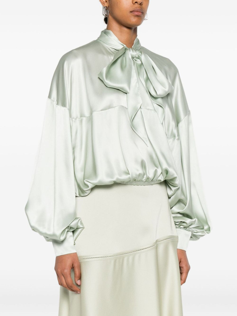 bow-detail balloon-sleeve silk blouse 3