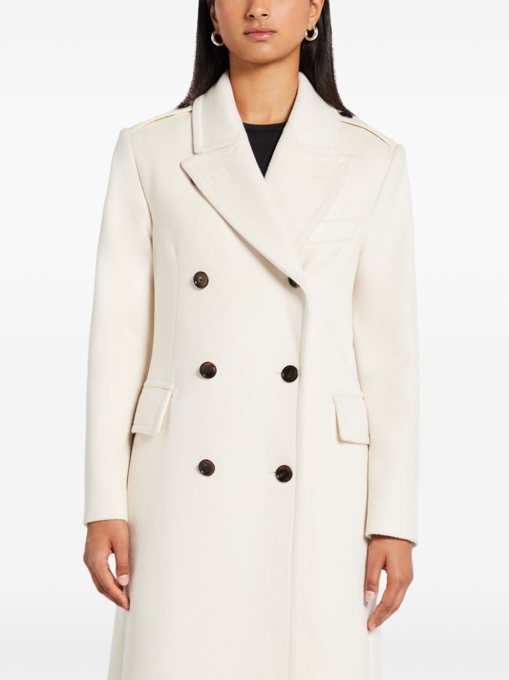peak-lapel double-breasted coat - 5