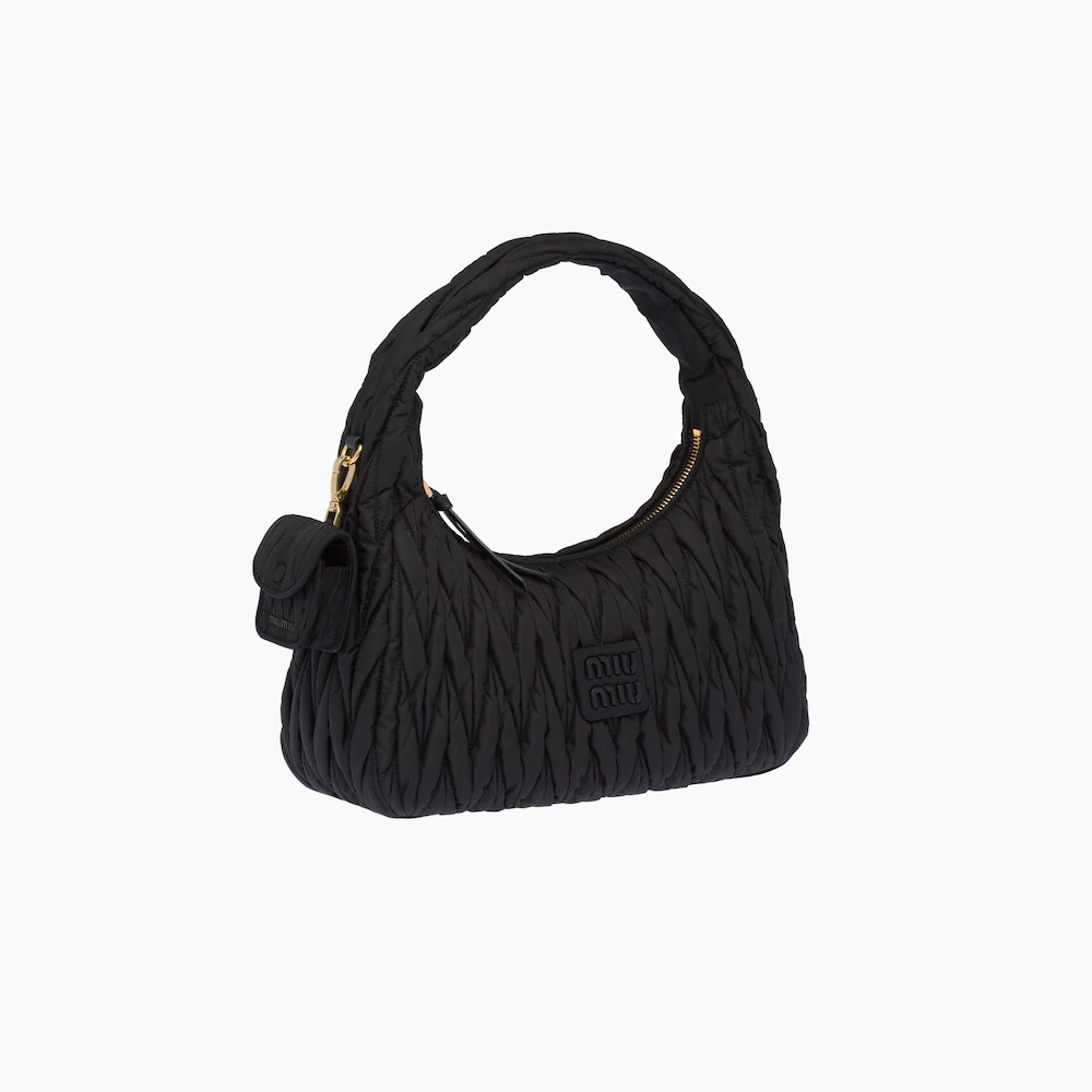 Miu Wander matelassé regenerated nylon hobo bag - 2