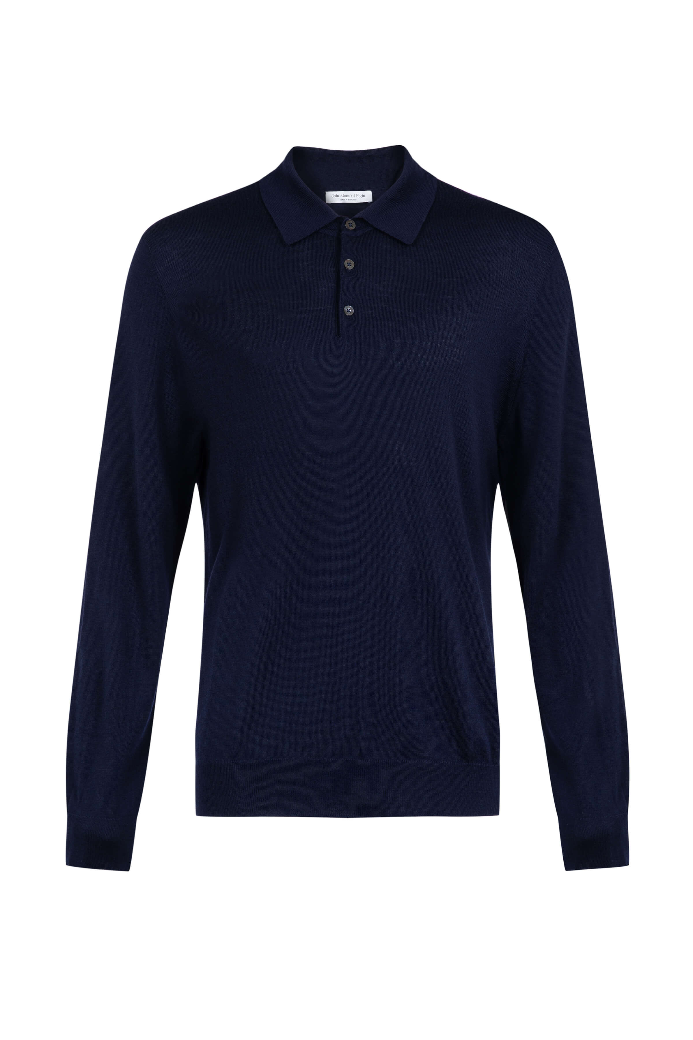 Merino Long Sleeve Navy Polo Shirt - 5