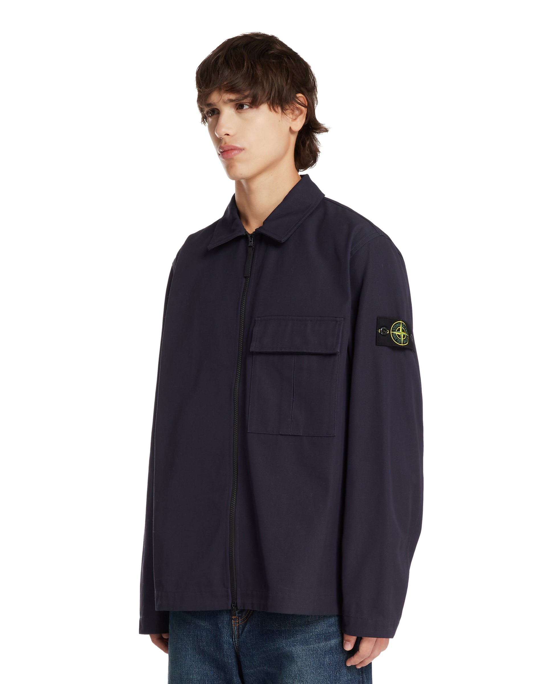 Blue Cotton Zip Overshirt - 4