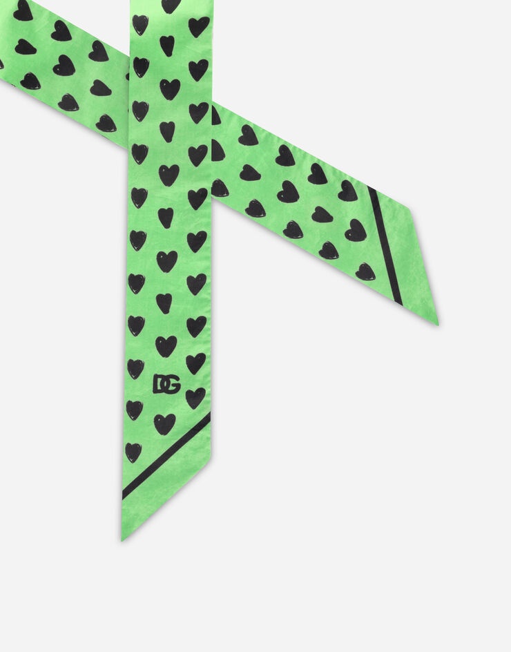 Cotton scarf with heart print - 2