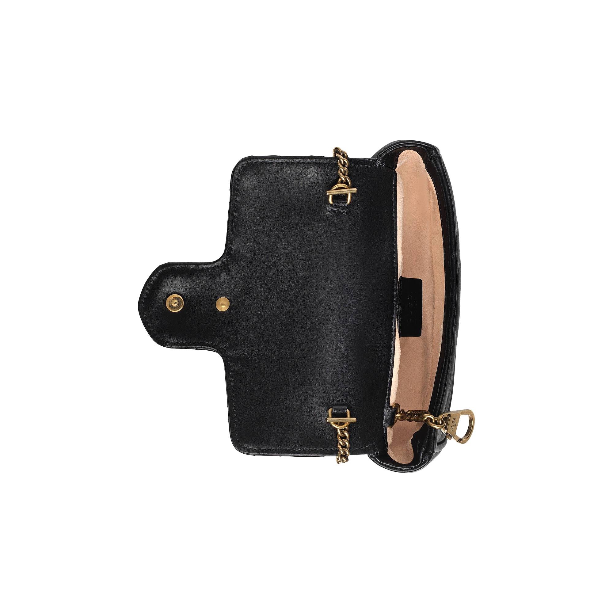 Gucci GG Marmont Matelassé Leather Super Mini Bag 'Black' - 3