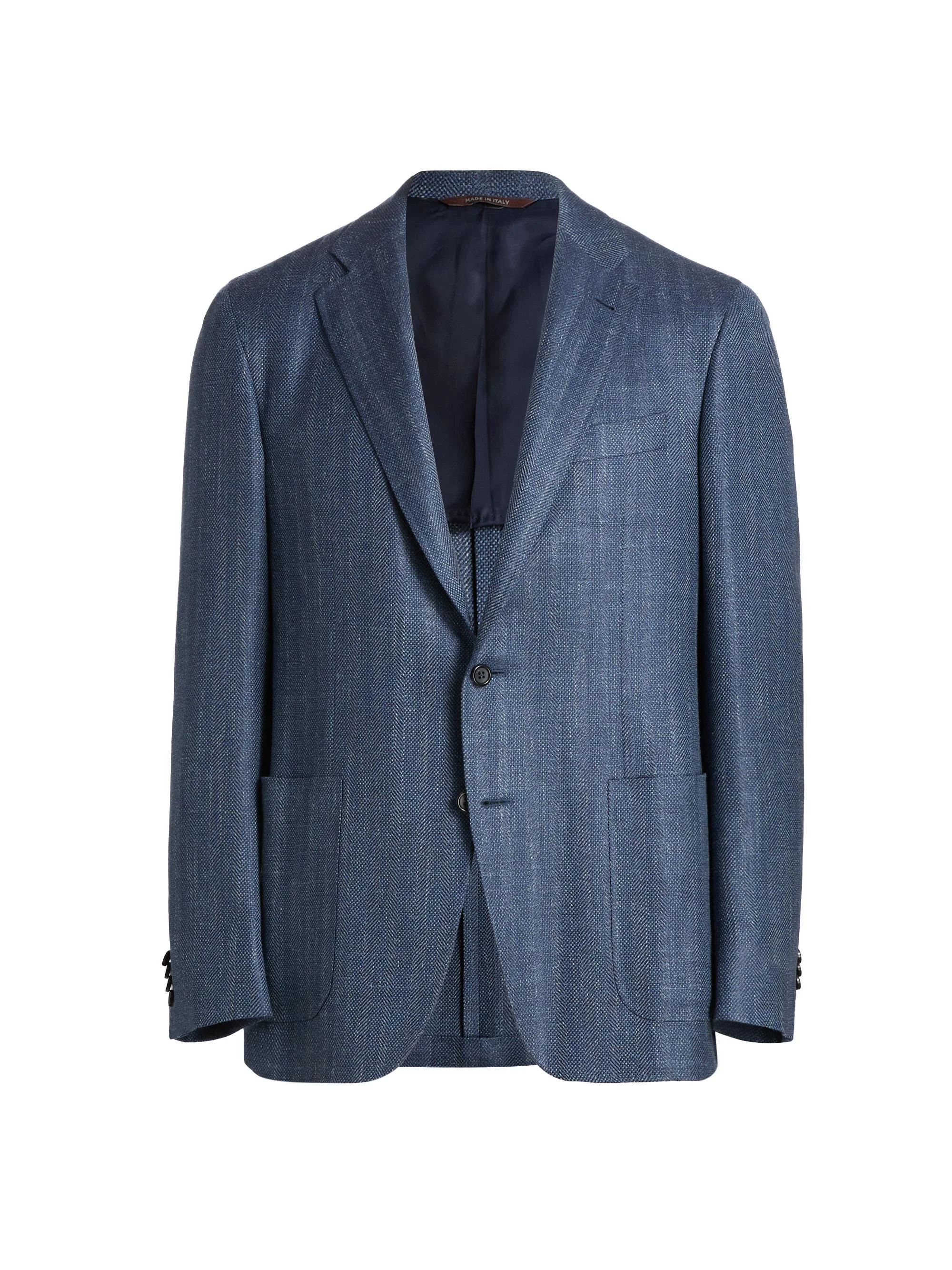 Men's Denim Herringbone Patch Jacket - Blue - 1