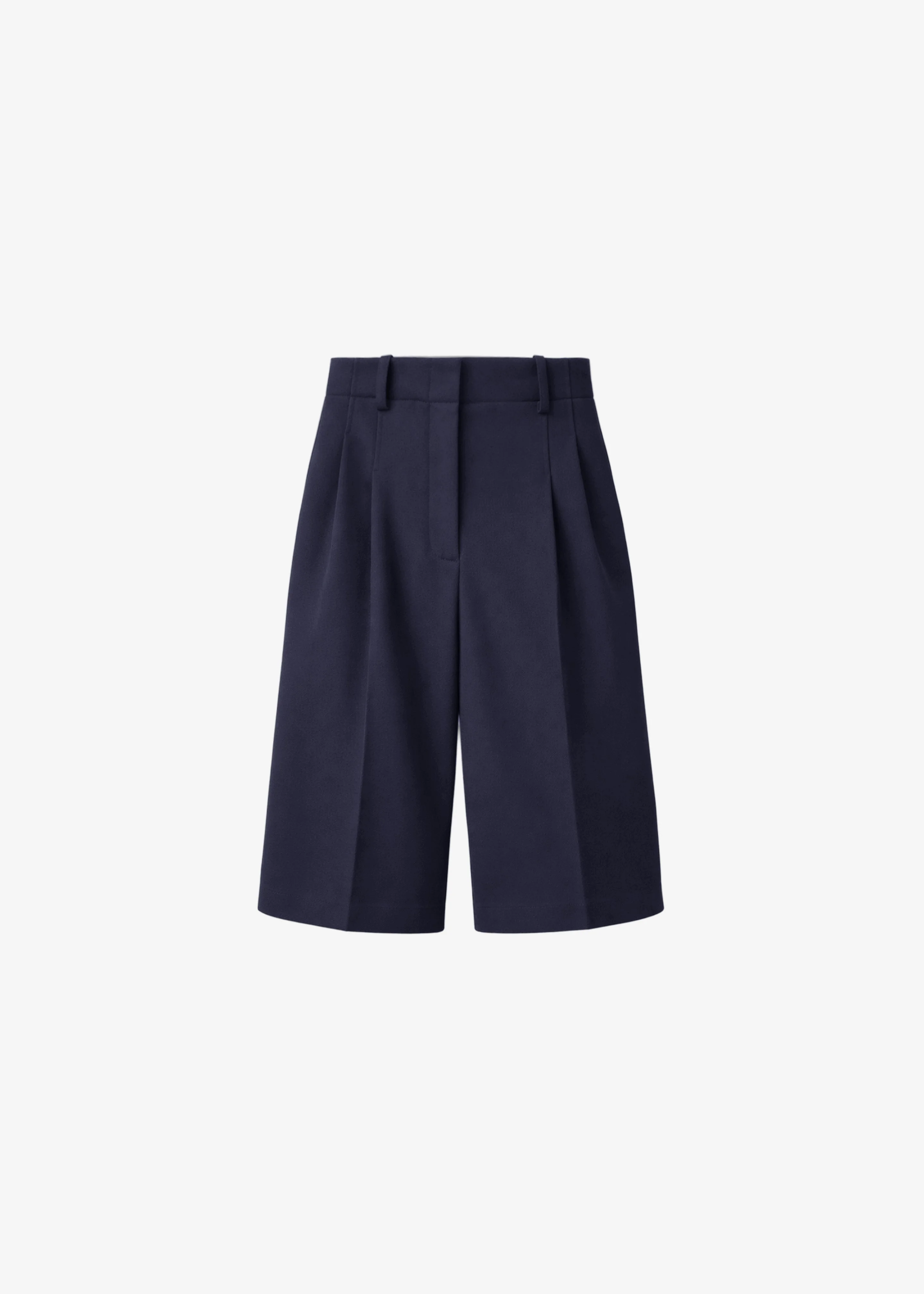 Gio Wool Pleated Bermuda Shorts - Navy - 1