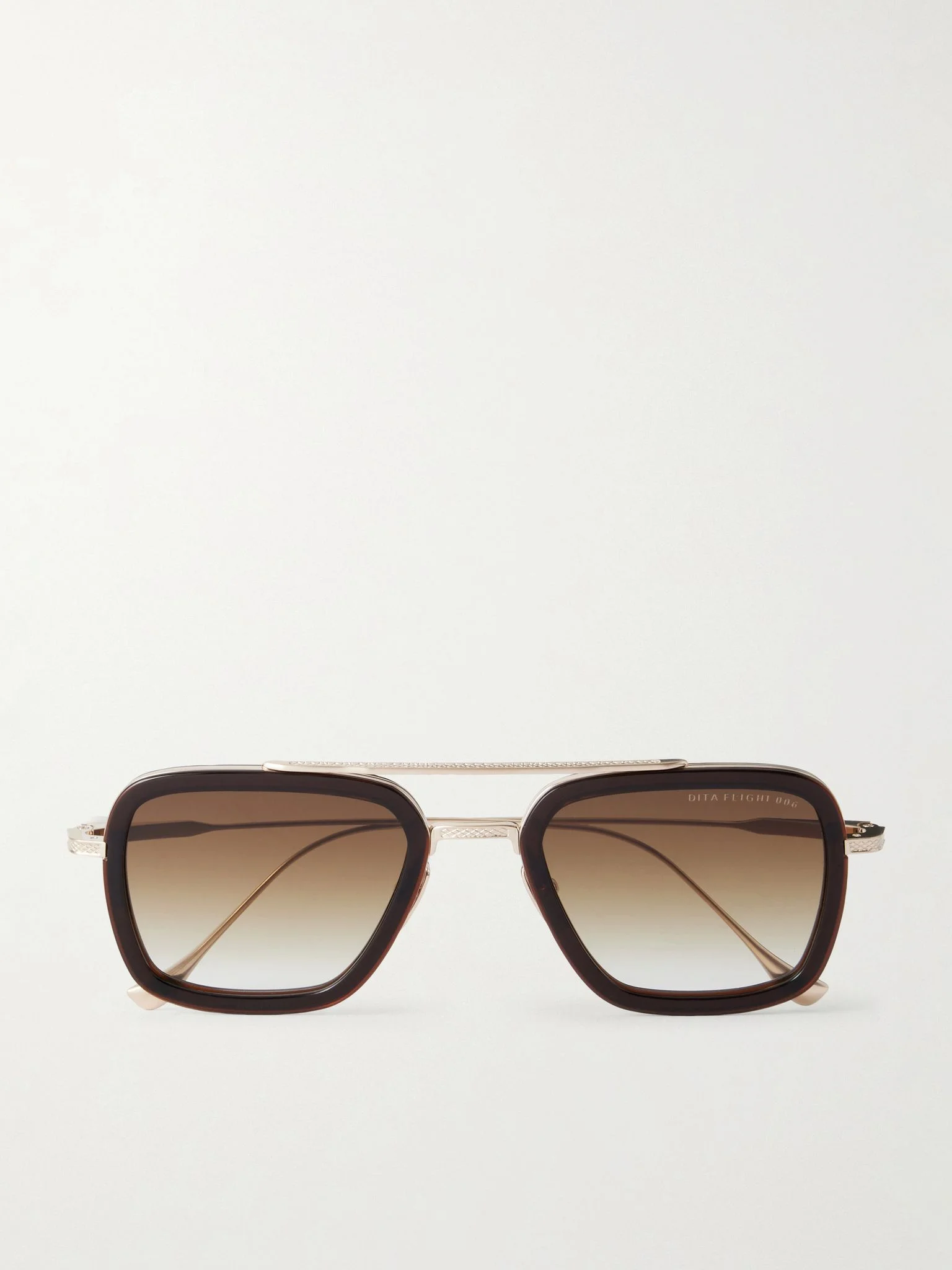 Flight.006 Double-Bridge Aviator-Style Gold-Tone Metal and Acetate Sunglasses Gold - 1