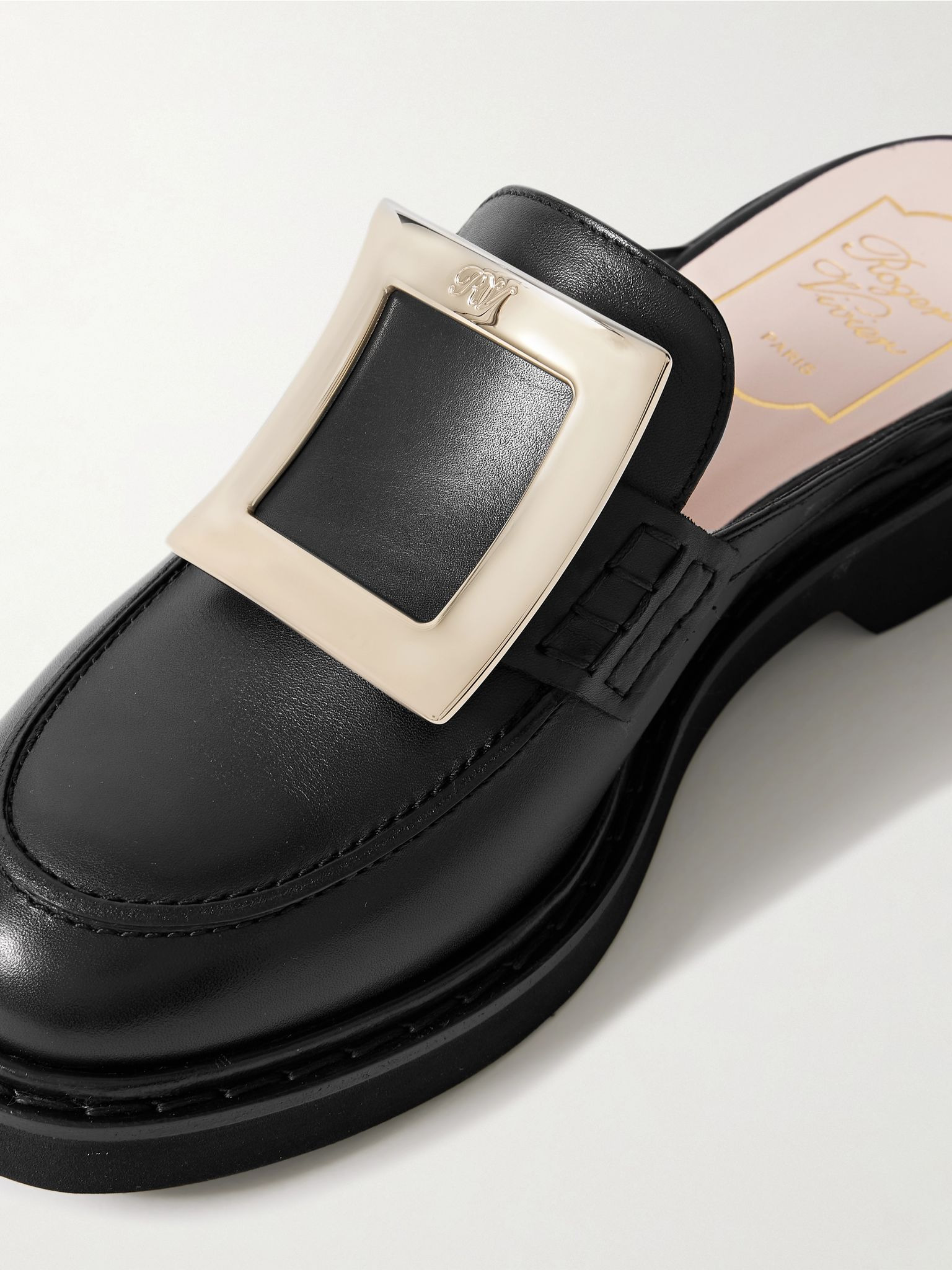Viv Rangers embellished leather slippers Black - 4