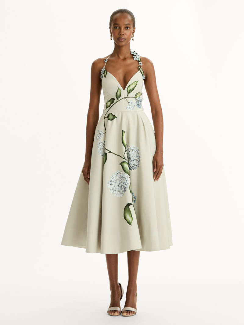 Oscar de la Renta PORCELAIN FLOWER FAILLE COCKTAIL DRESS outlook