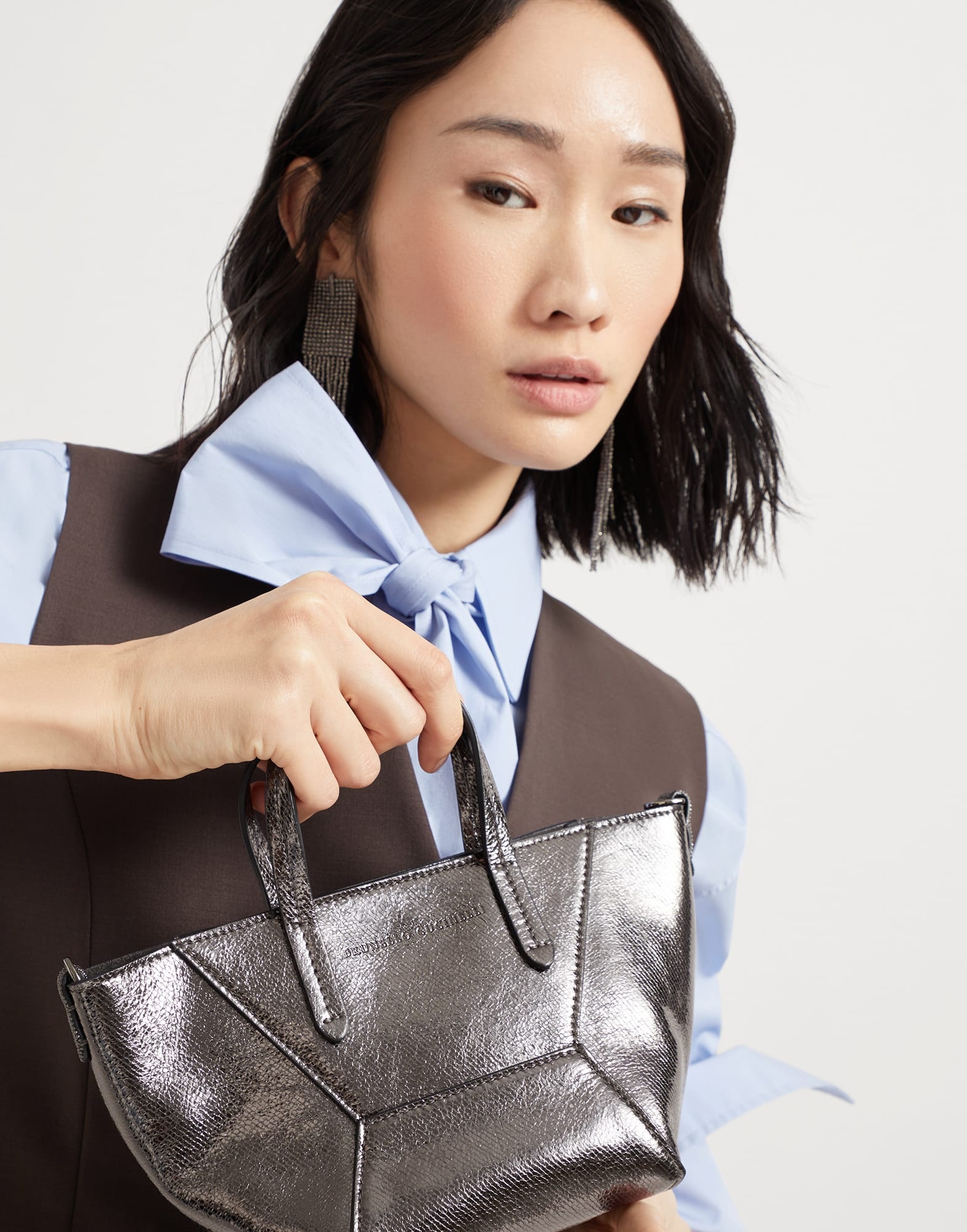 Lamé grained calfskin BC Duo mini bag with monili - 4