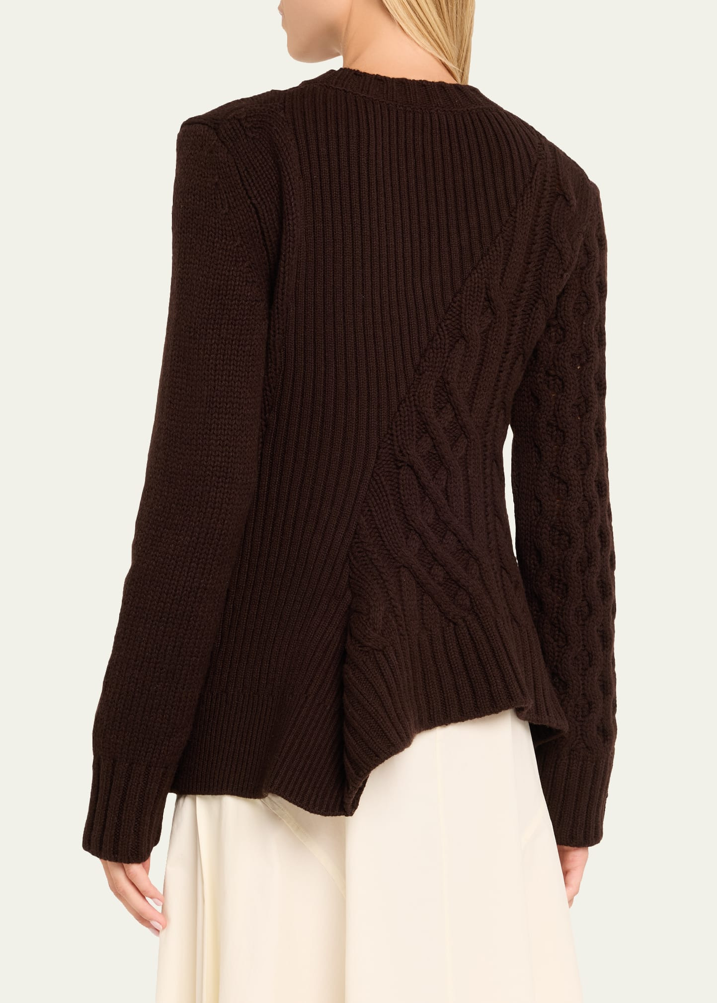 Cable Knit Asymmetric Peplum Sweater - 3