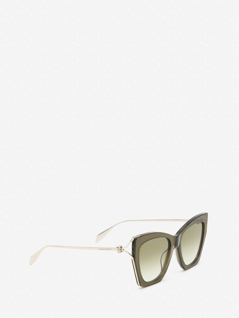 Women's Skull Hinge Soft Square Sunglasses in Green - 3