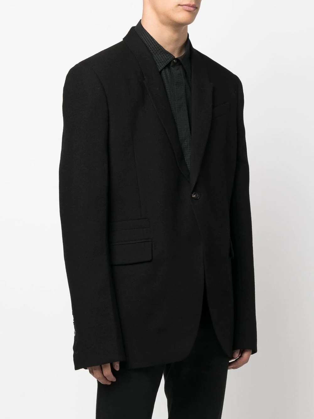 notched-lapel wool blazer - 3