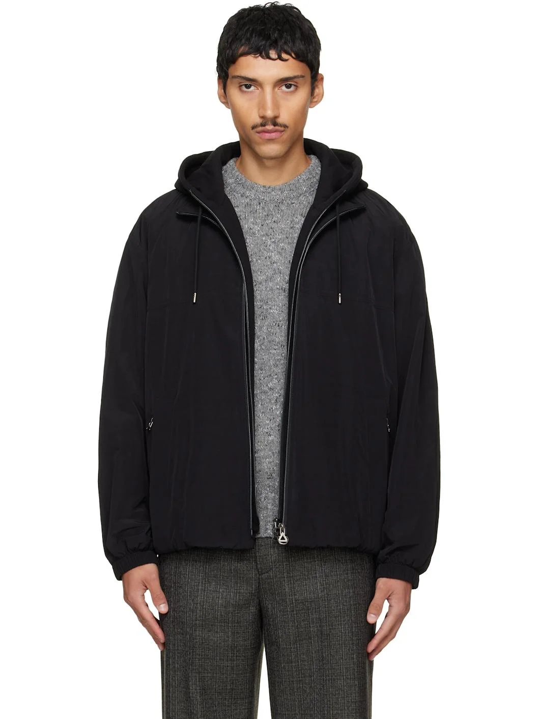 Black Layered Taffeta Jacket - 1