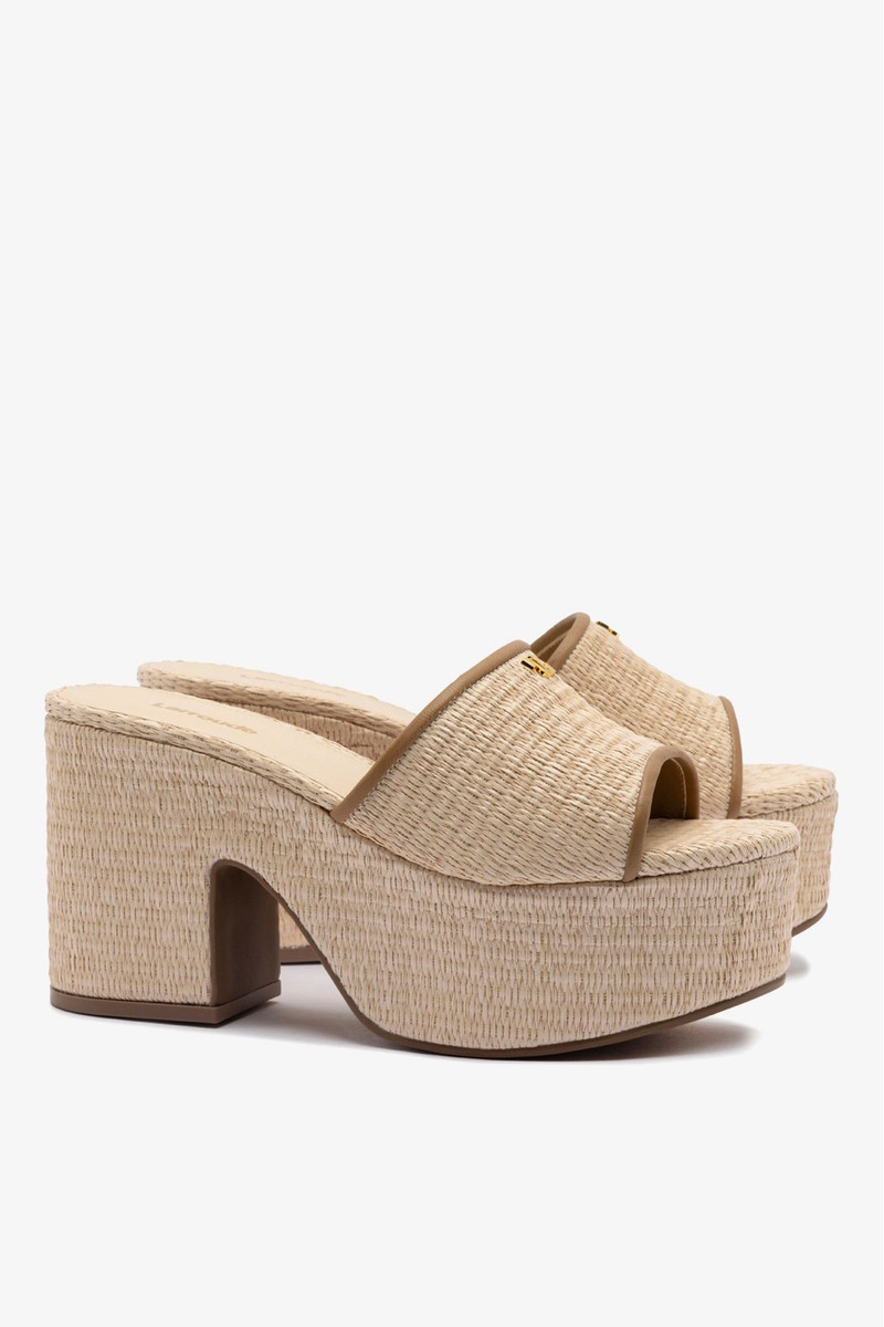 Miso Platform Sandal In Natural Raffia and Hazelnut Trimming 3