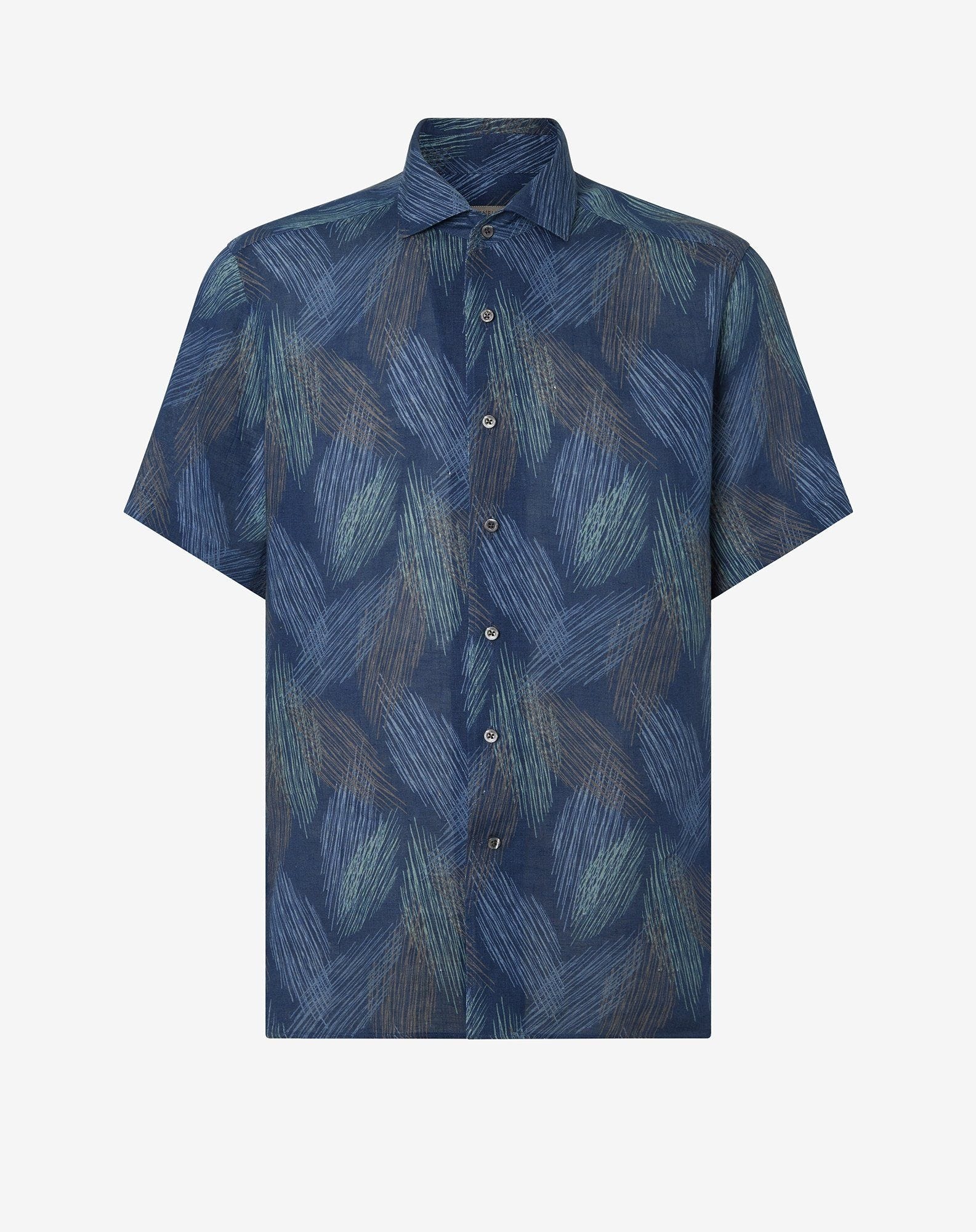 Pure linen shirt in shades of blue - 1