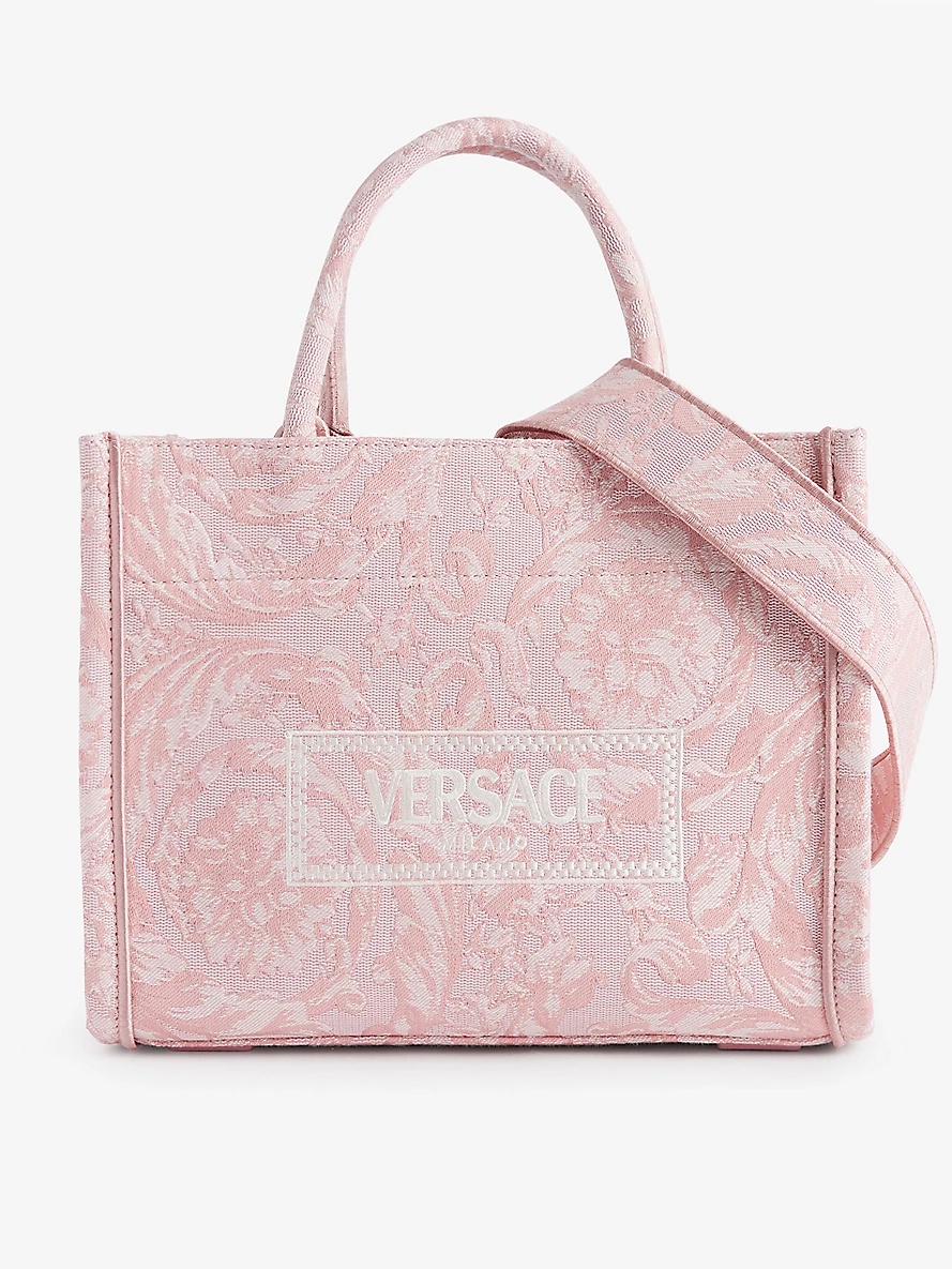 Logo-print detachable-strap woven tote bag - 1