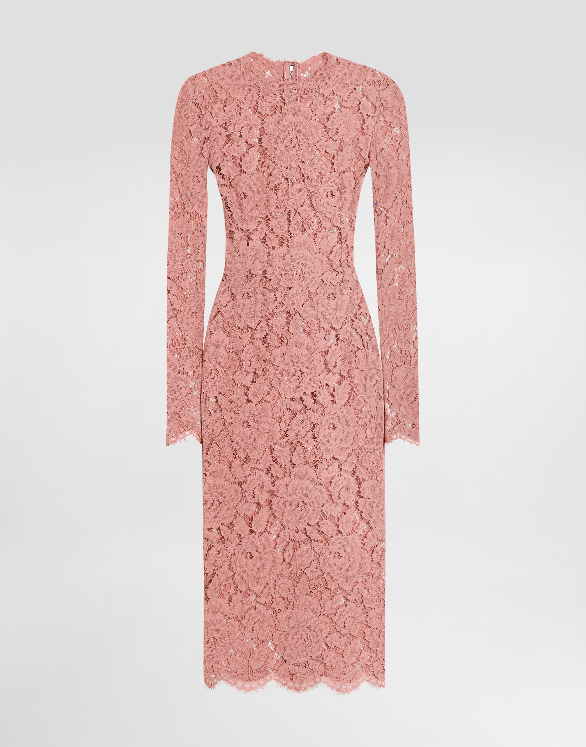 Calf-length sheath dress in branded floral cordonetto lace - 1