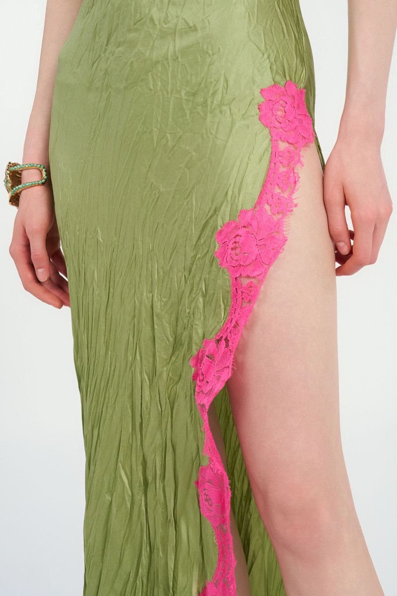 Long Silk Dress with Lace Detail 6