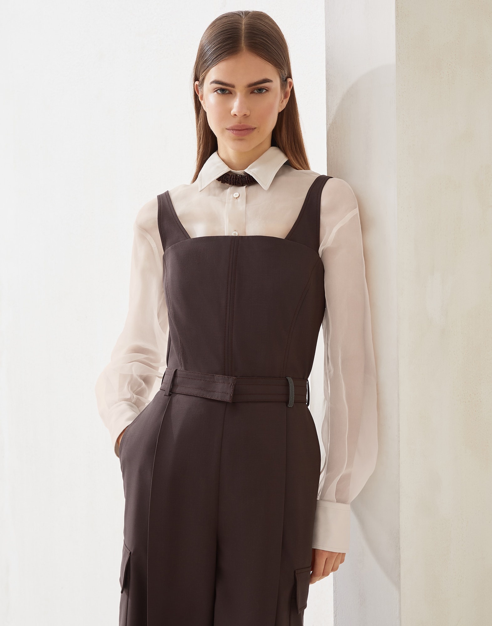 Tropical luxury wool jumpsuit with monili - 4