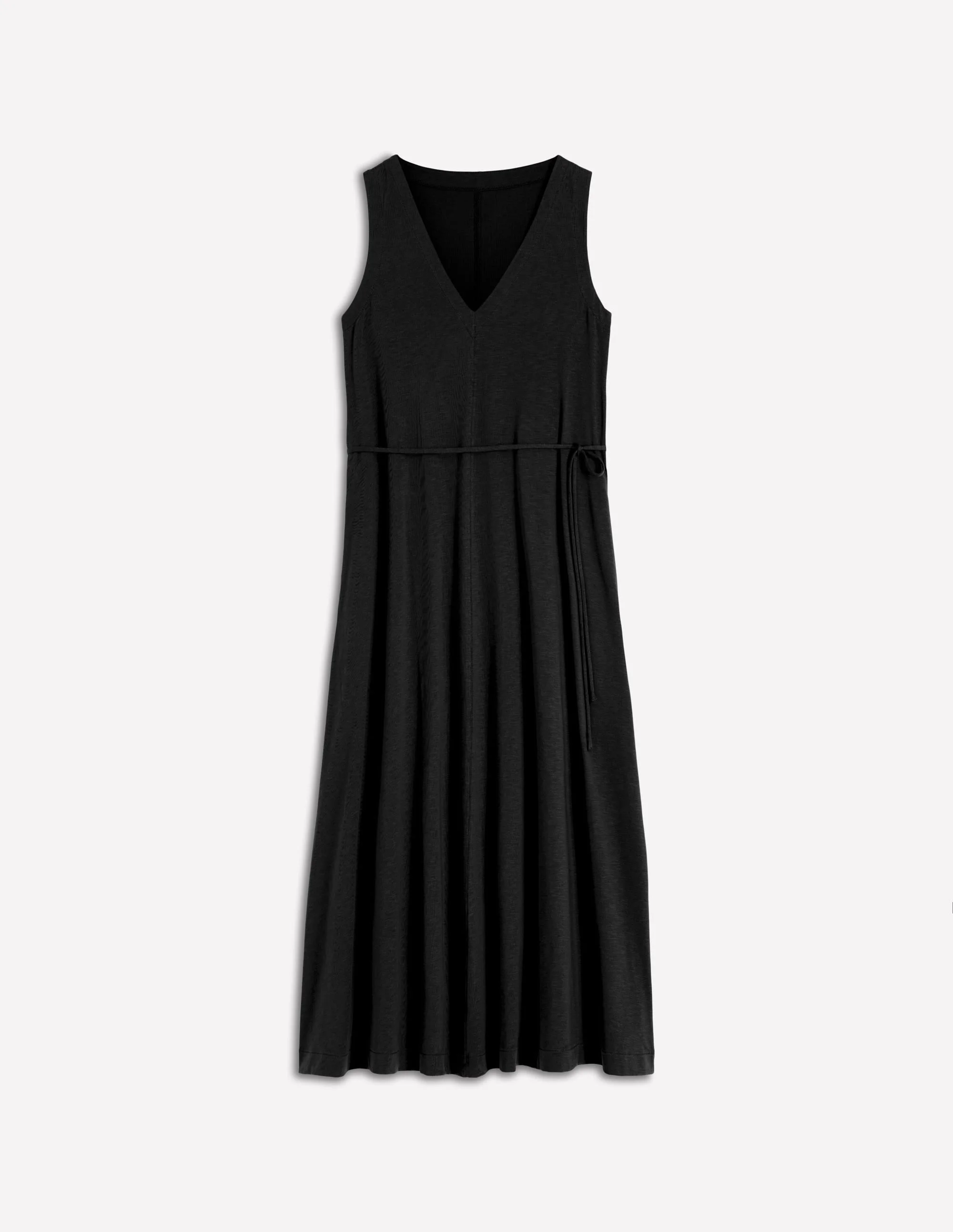 Mia V-neck Jersey Midi Dress-Black - 1