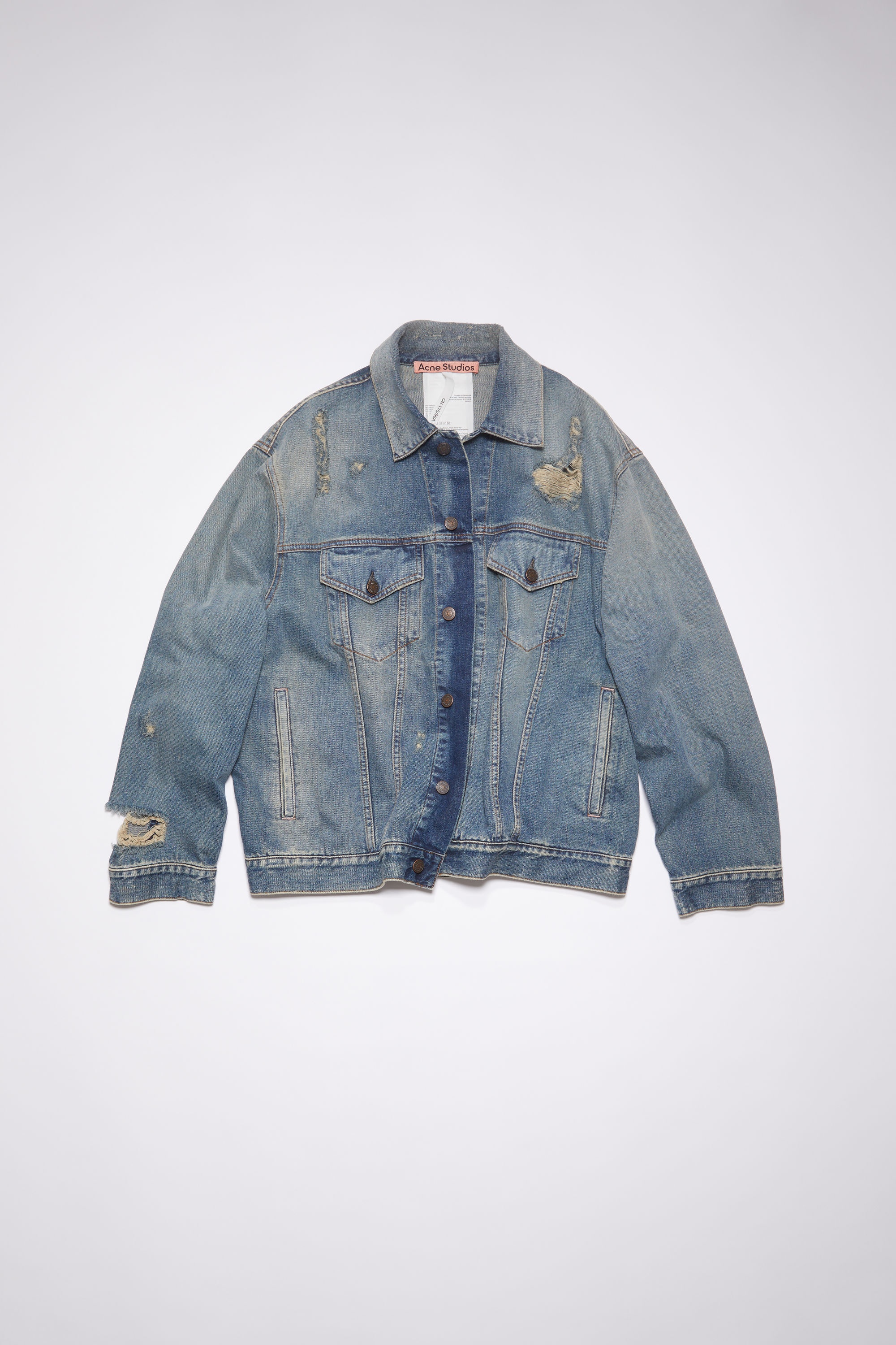 Destroyed relaxed denim jacket - Detroit - Mid blue - 7