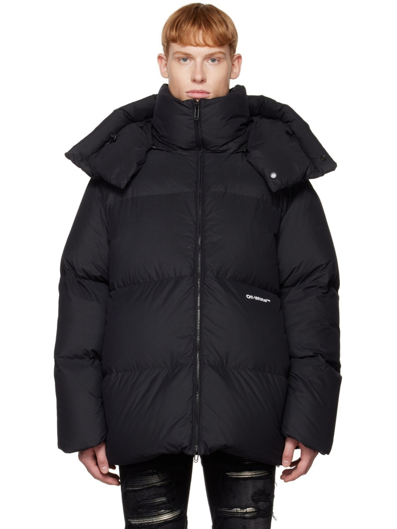 Black Bounce Hooded Down Jacket - 1