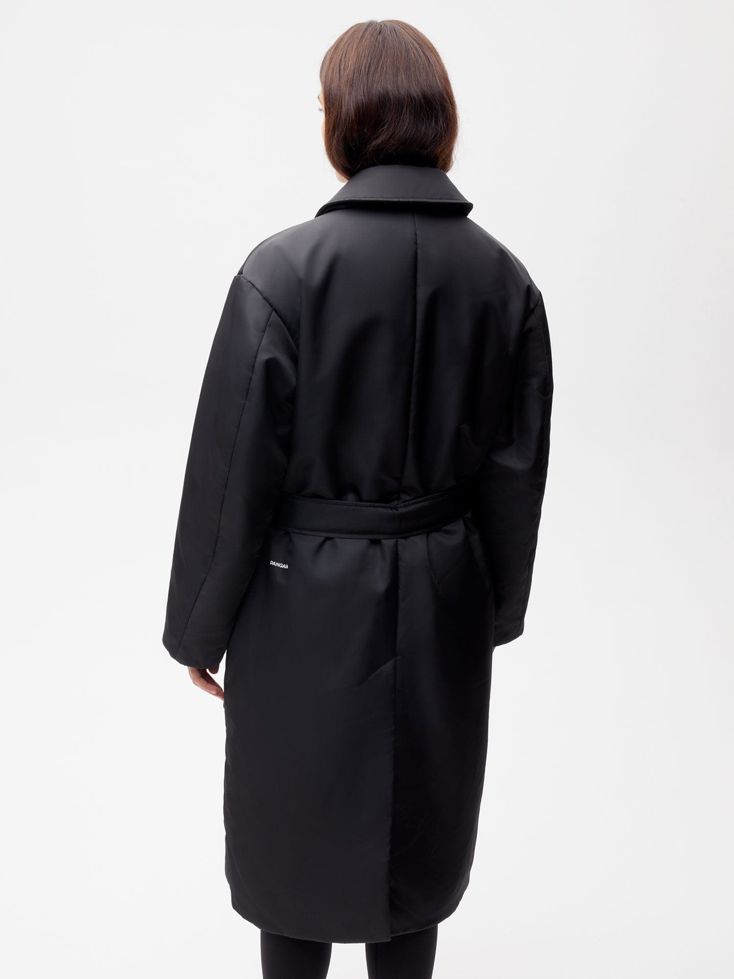 Womens Flower-Warmth Trench Coat - Black - 3