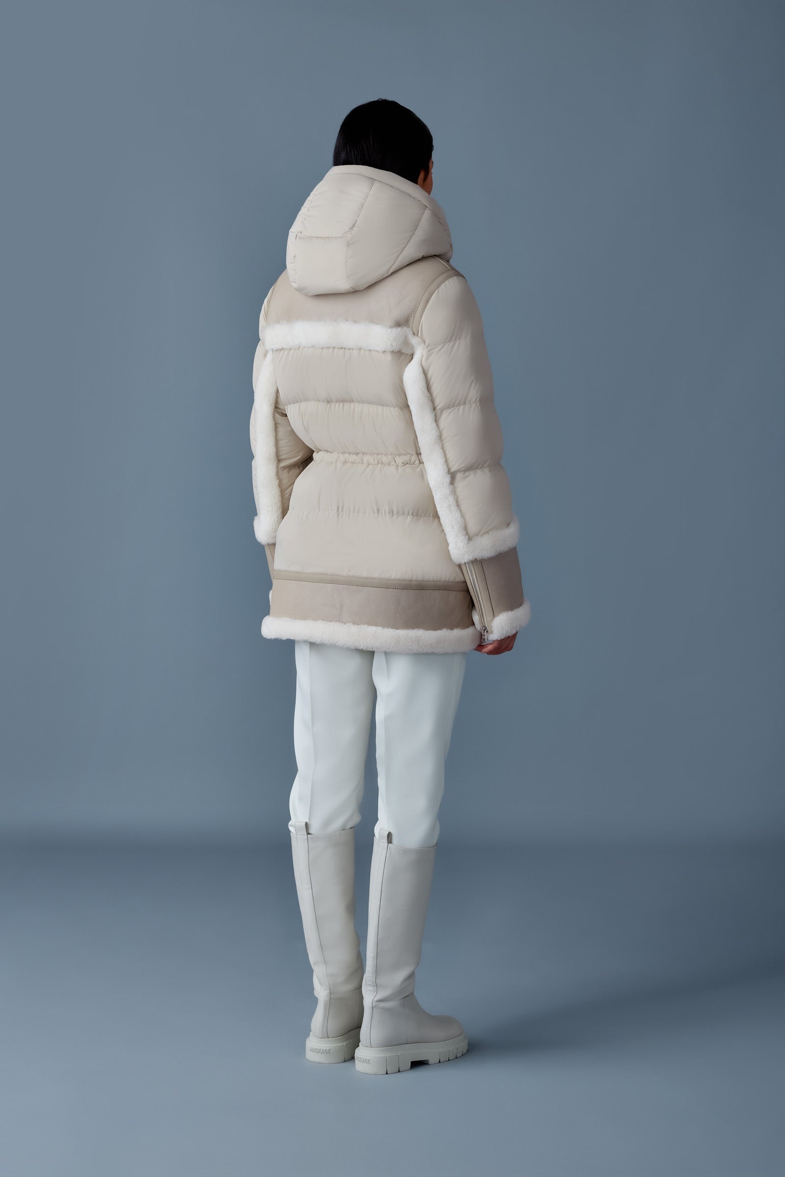 LILIBETH Mixed-media shearling down parka - 5