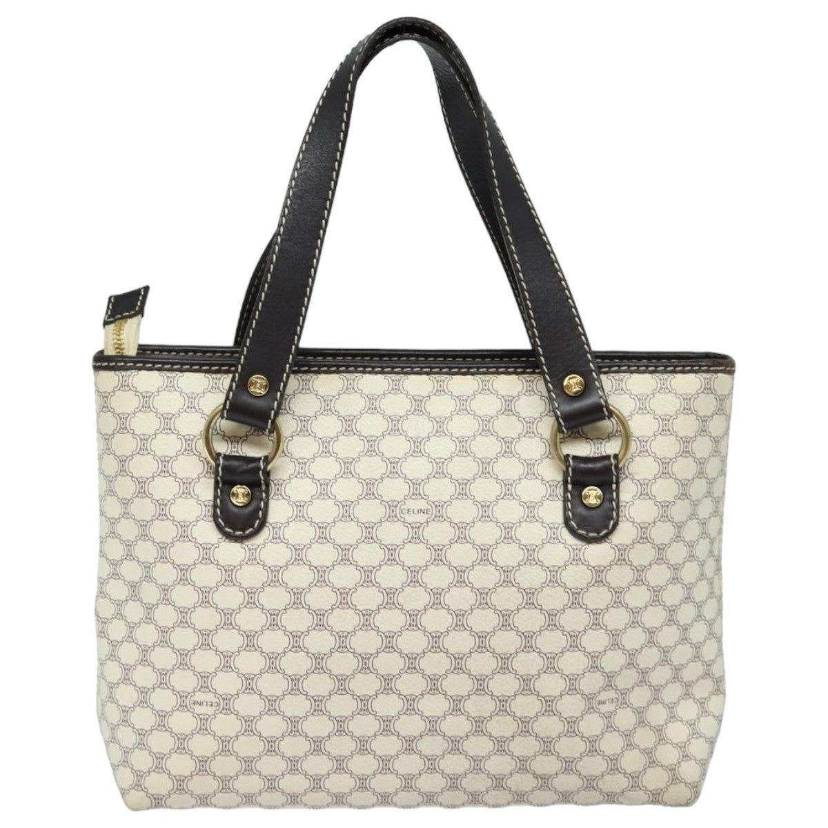 CELINE Macadam Canvas Hand Bag Pvc White - 2
