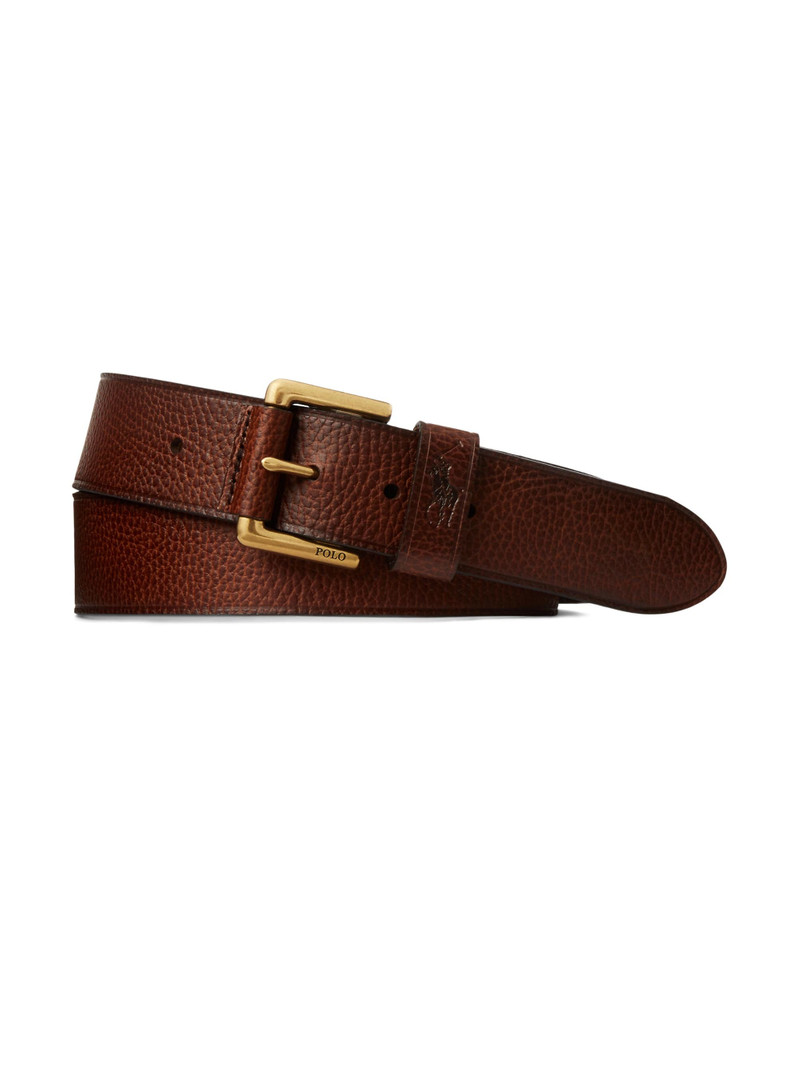 Men's Pebbled Leather Belt - Brown 1