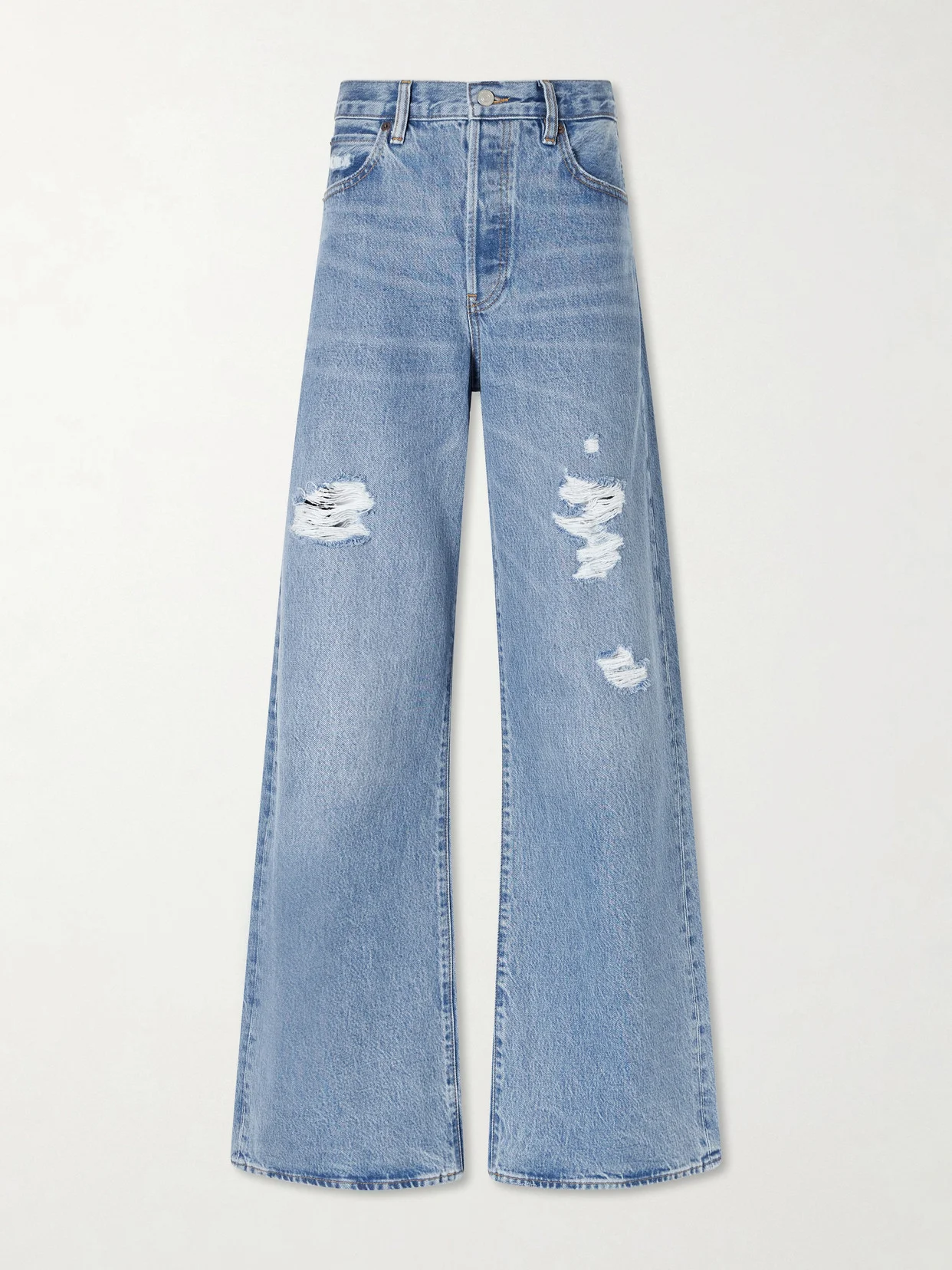 The Loose Distressed Mid-rise Straight-leg Jeans - 1