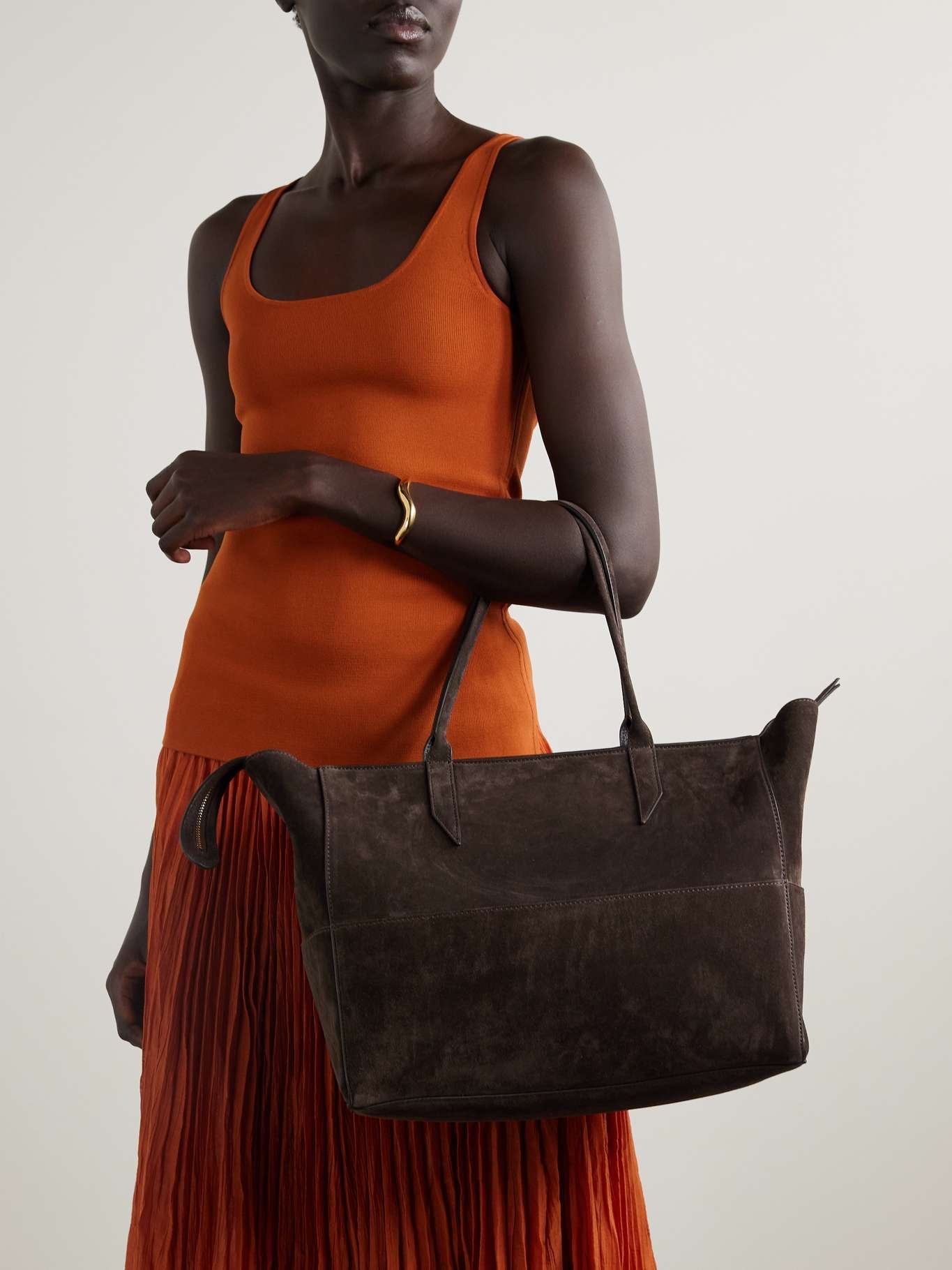 Incognito small paneled suede tote Chocolate - 2