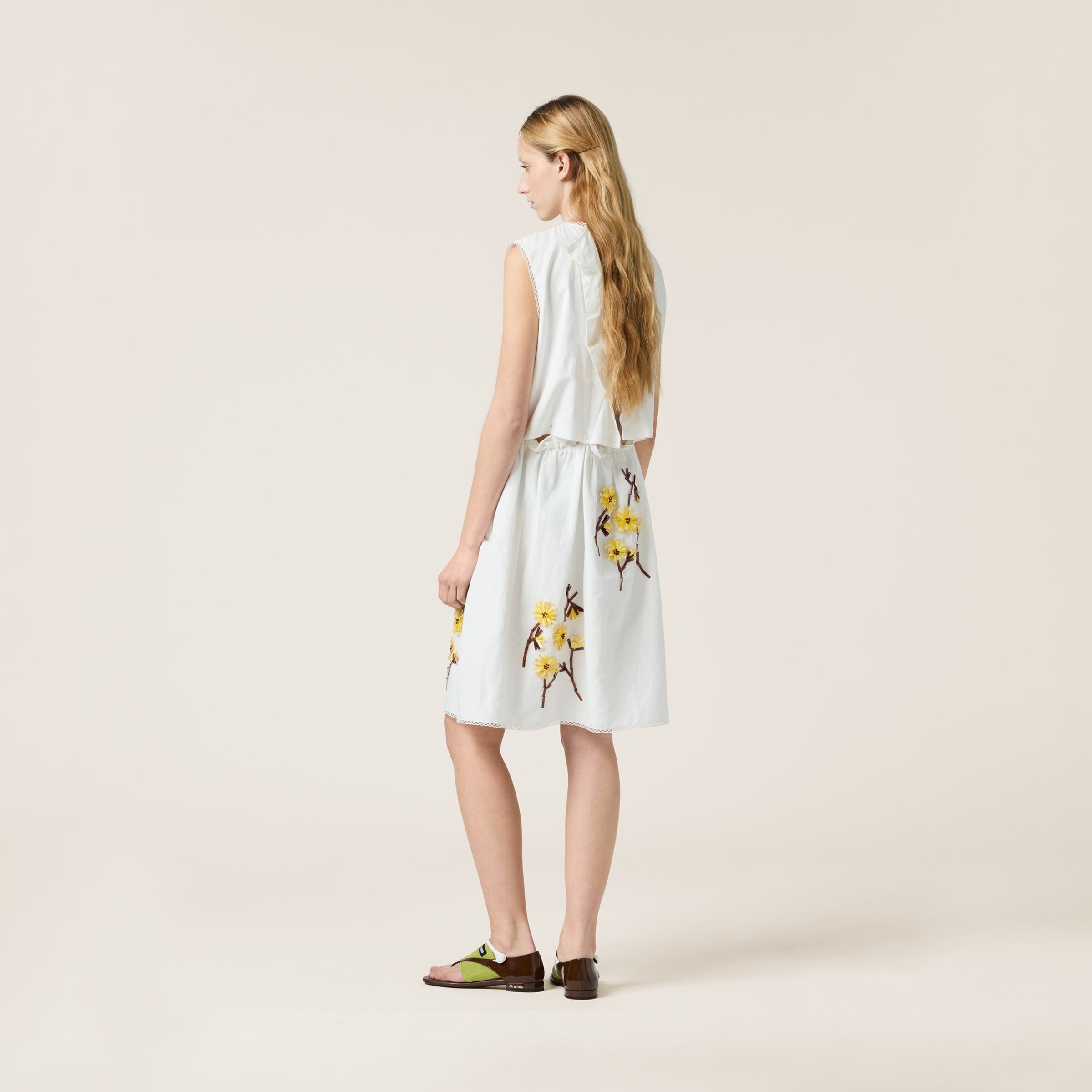 Embroidered poplin dress - 3