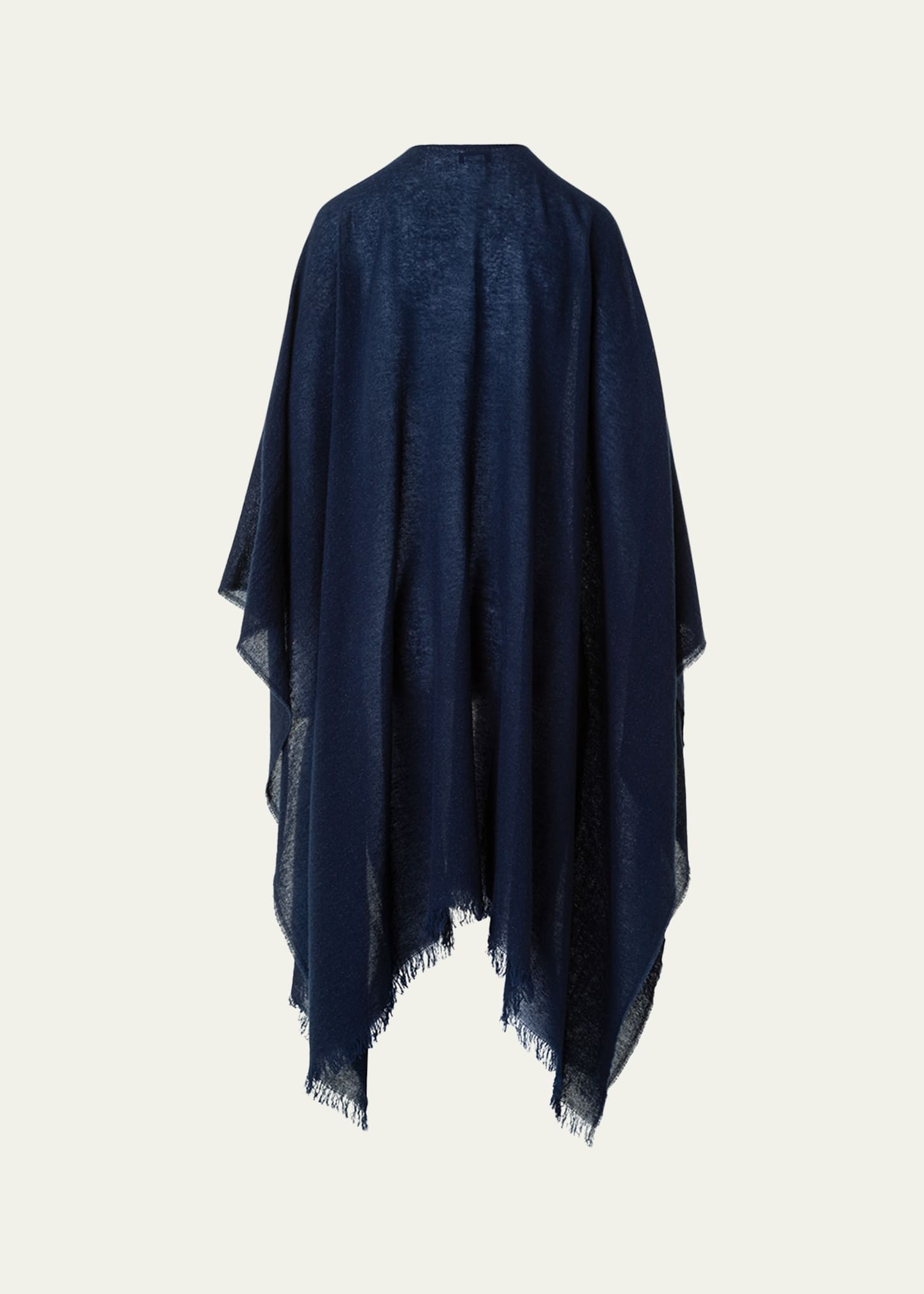 Metallic Wool-Cashmere Fringed Cape Scarf - 2