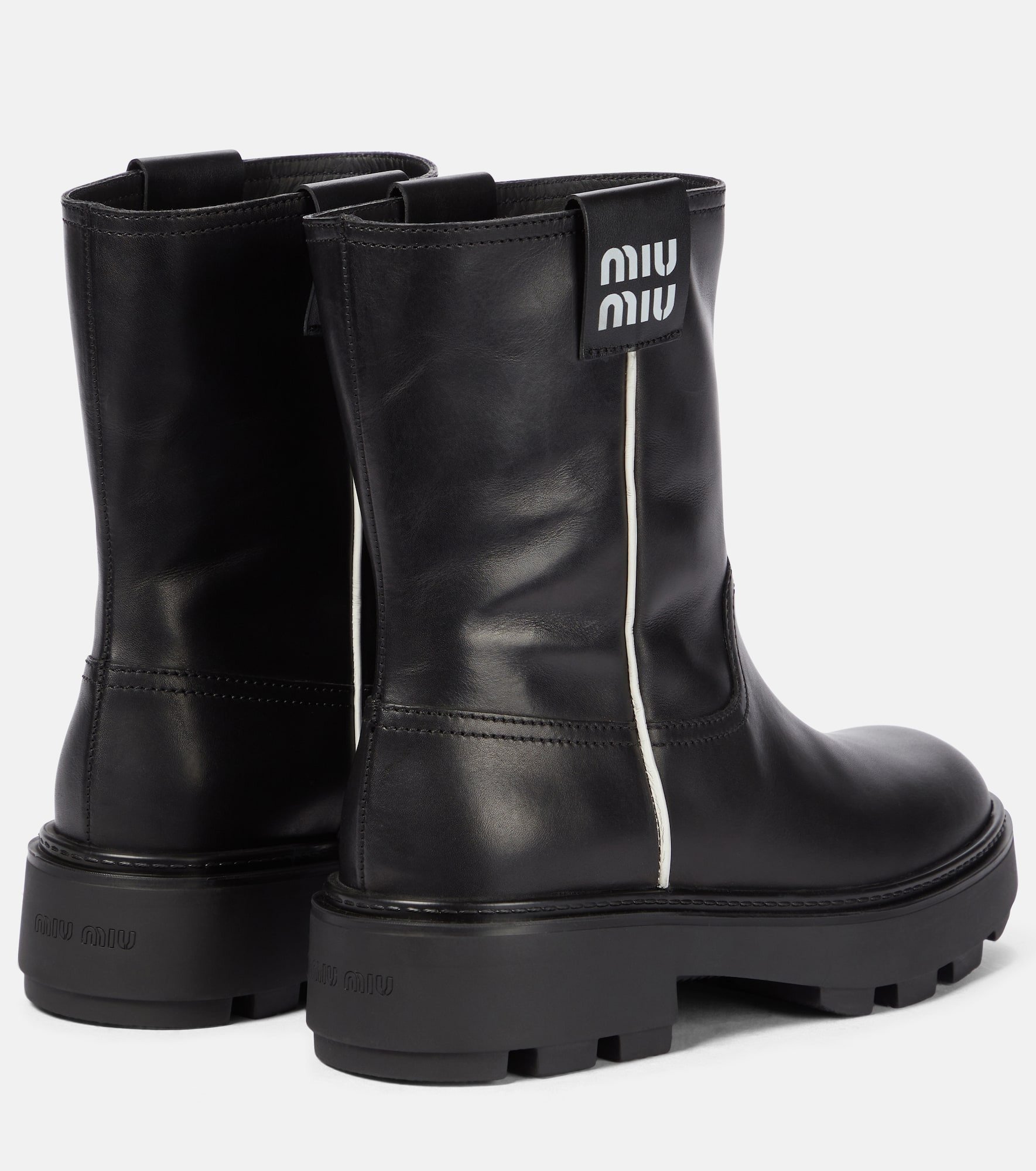 Leather ankle biker boots - 3