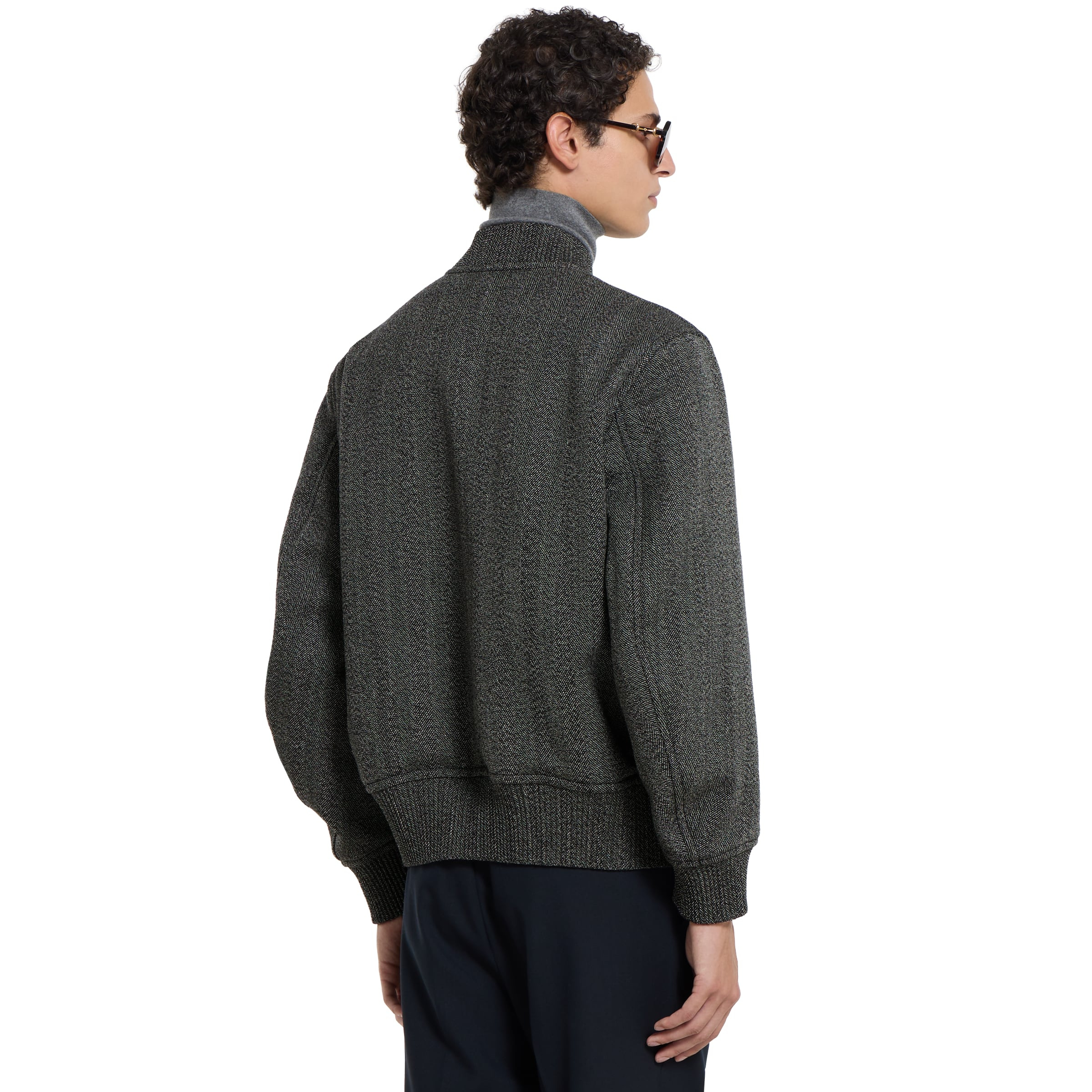 Herringbone wool mouliné bomber jacket - 4