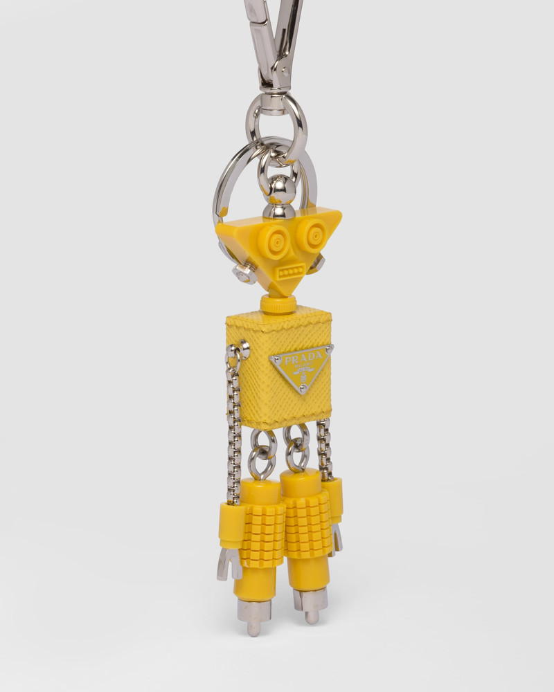 Prada Saffiano leather robot keychain trick outlook