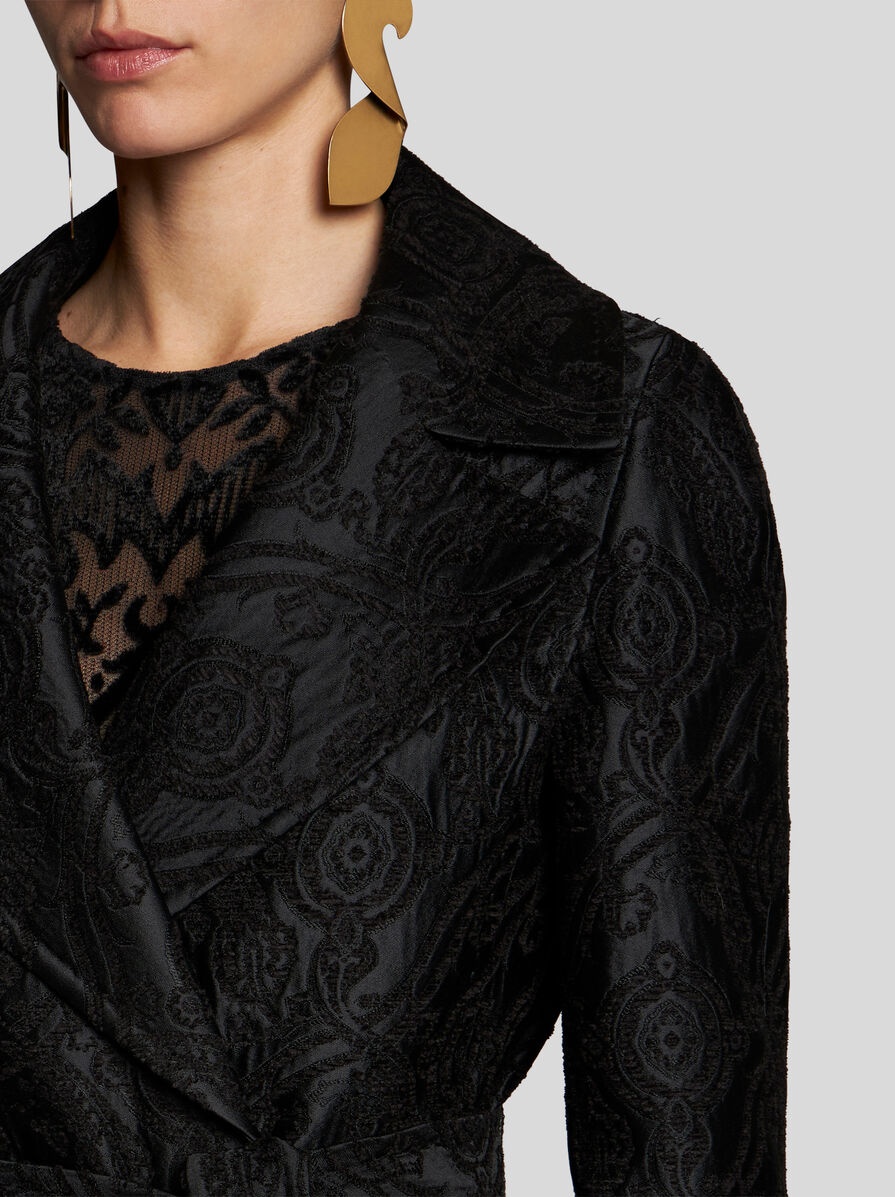 CHENILLE JACQUARD COAT WITH BELT - 2
