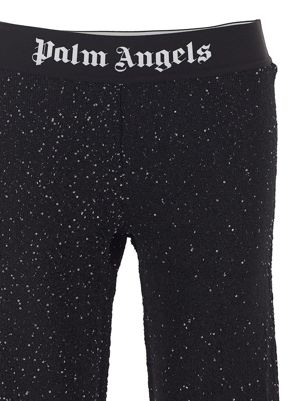 パンツ PALM ANGELS WOMEN Soiree Knit Logo Pants Black/White PALM ANGELS WOMEN Soiree Knit Logo Pants Black/White