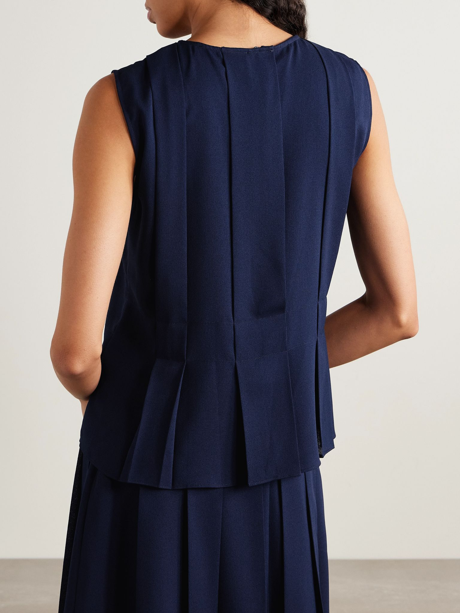 Makayla pleated crepe tank Navy - 3