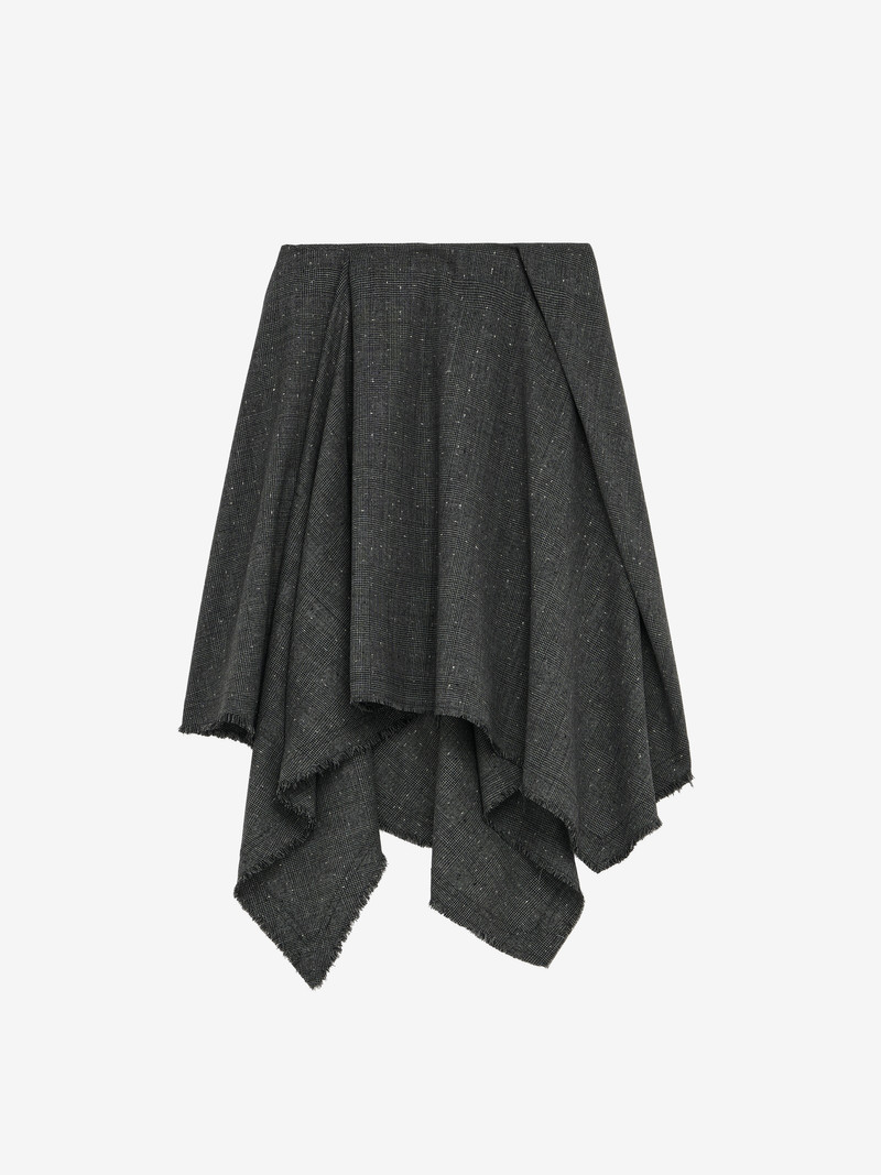 Flecked Glen Check Asymmetric Skirt 1
