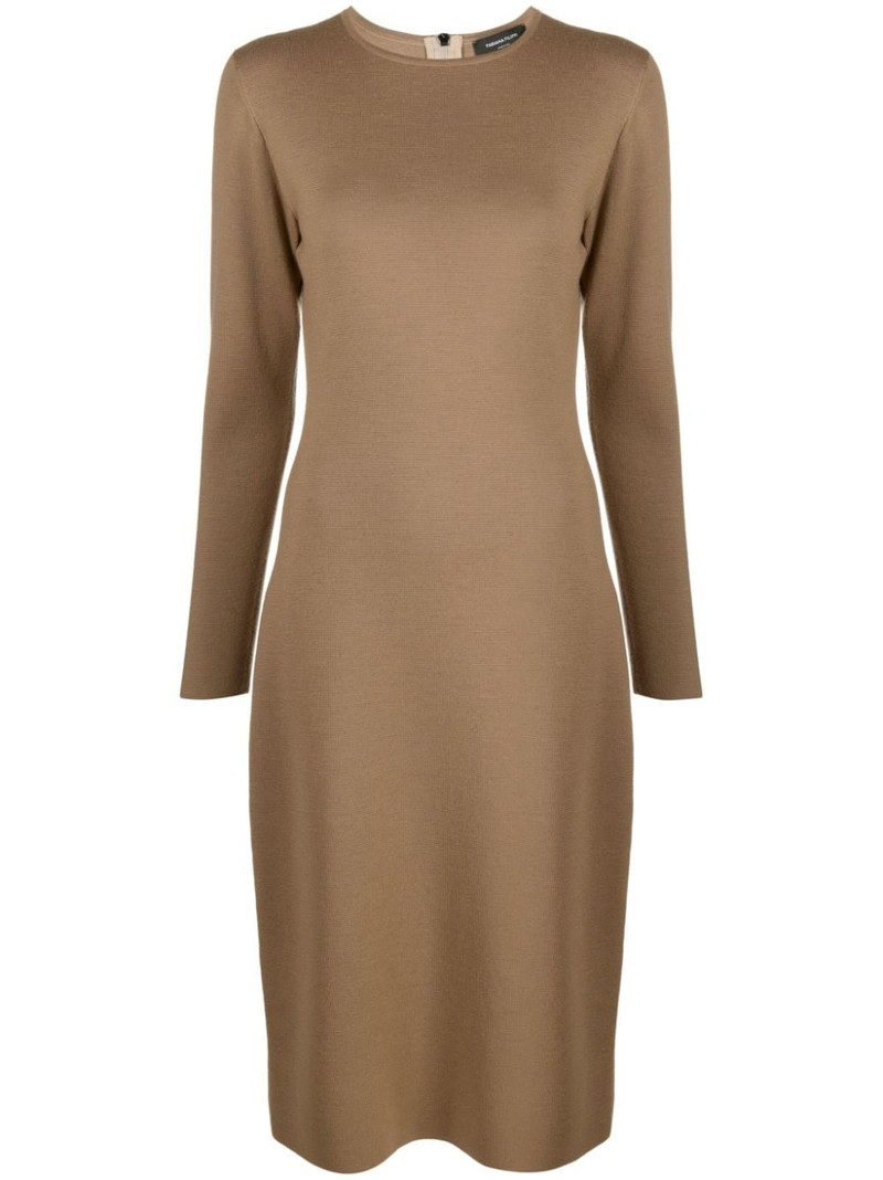 long-sleeve knitted wool dress 1