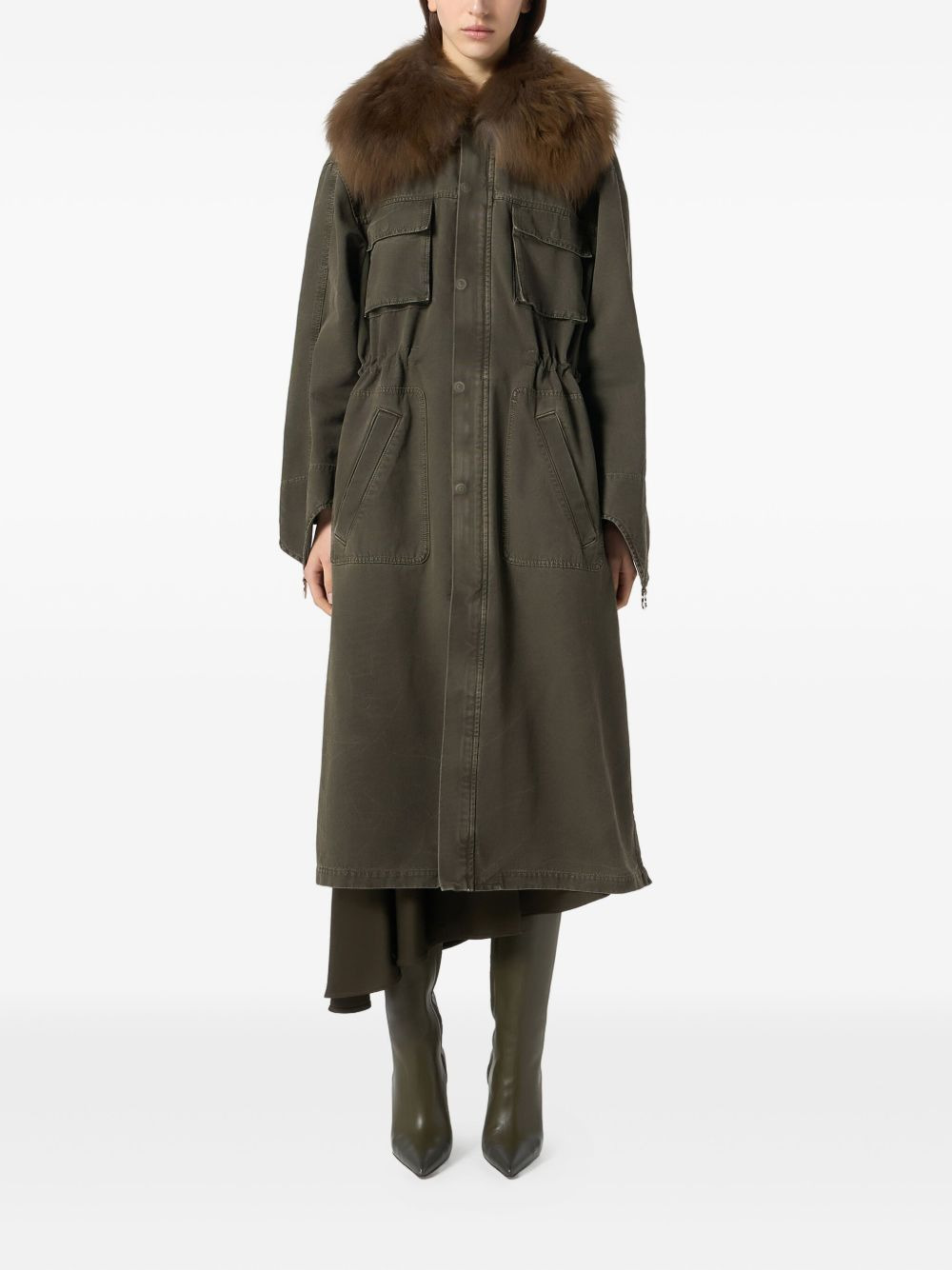 fur-collar parka coat - 3