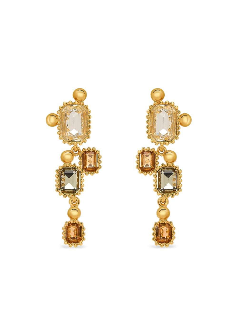 beaded emerald-cut stone earrings - 2