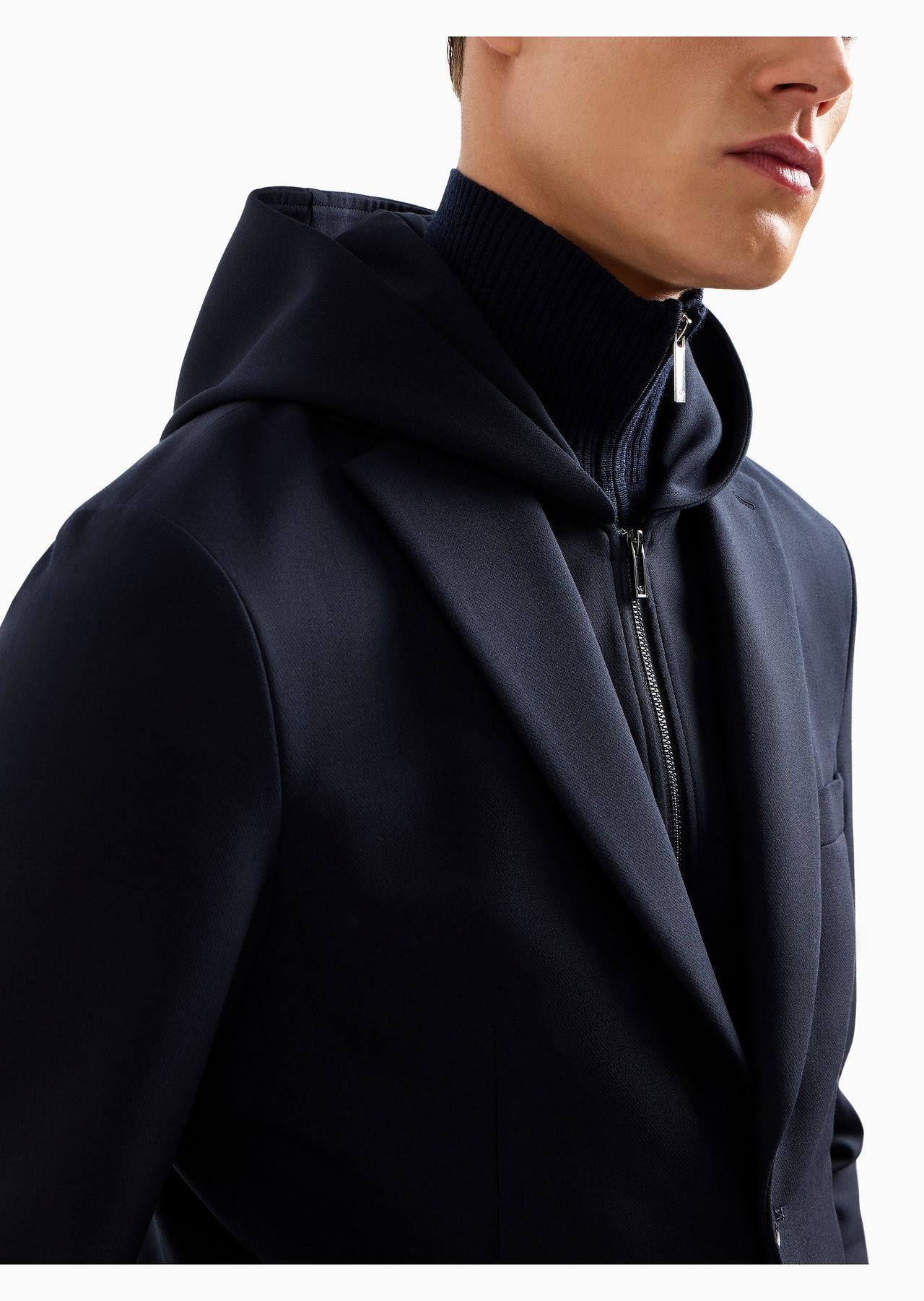 Viscose-blend blazer with detachable inner panel and hood - 5