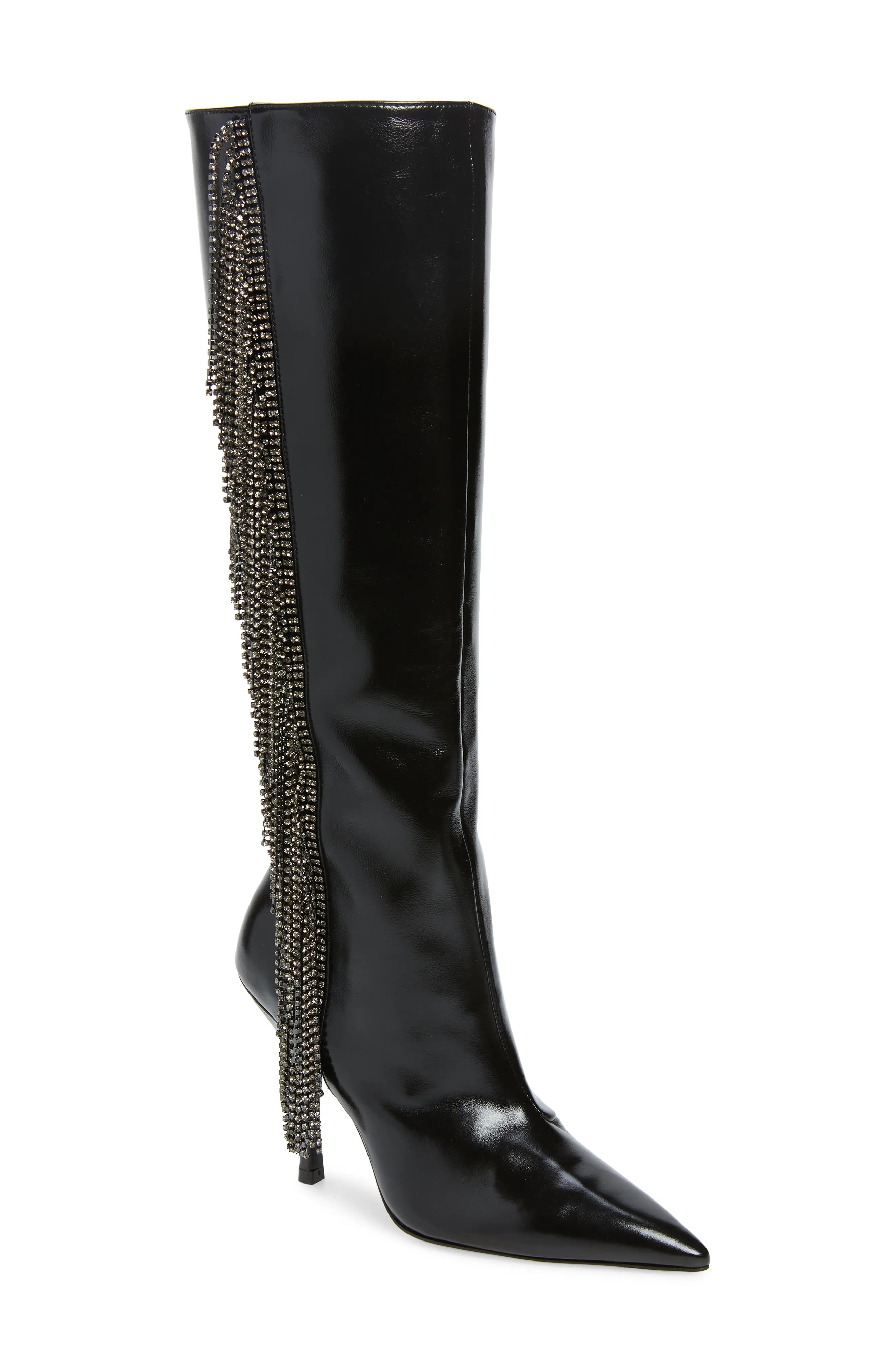 Crystal Fringe Boot in Black/Black Diamond - 1